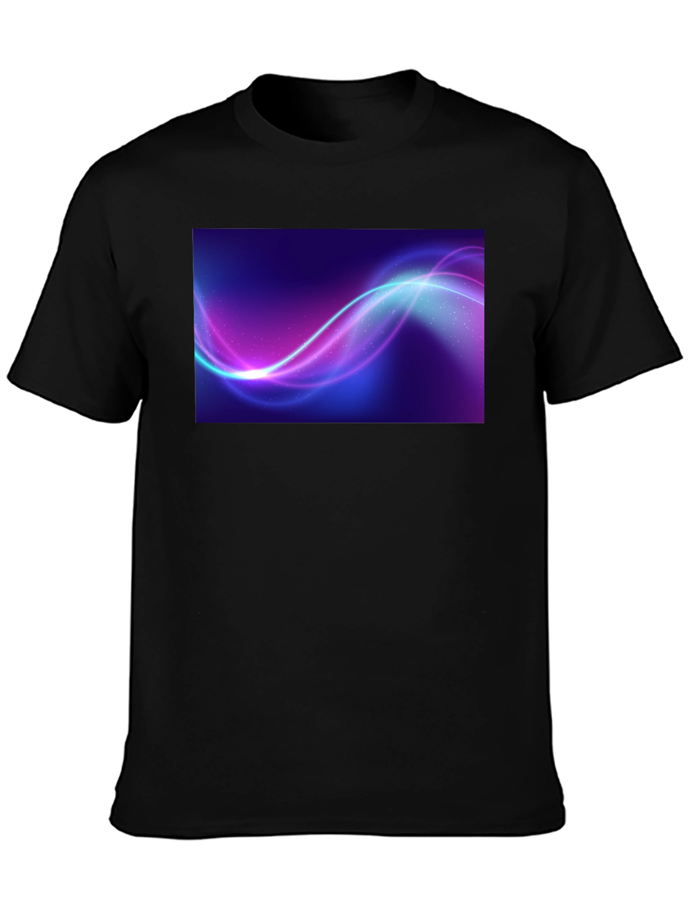 Abstract Wave Graphic Black T-Shirt