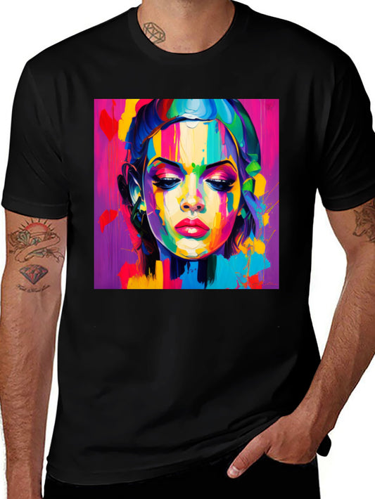 Abstract Woman Graphic Tee - Vibrant Colors