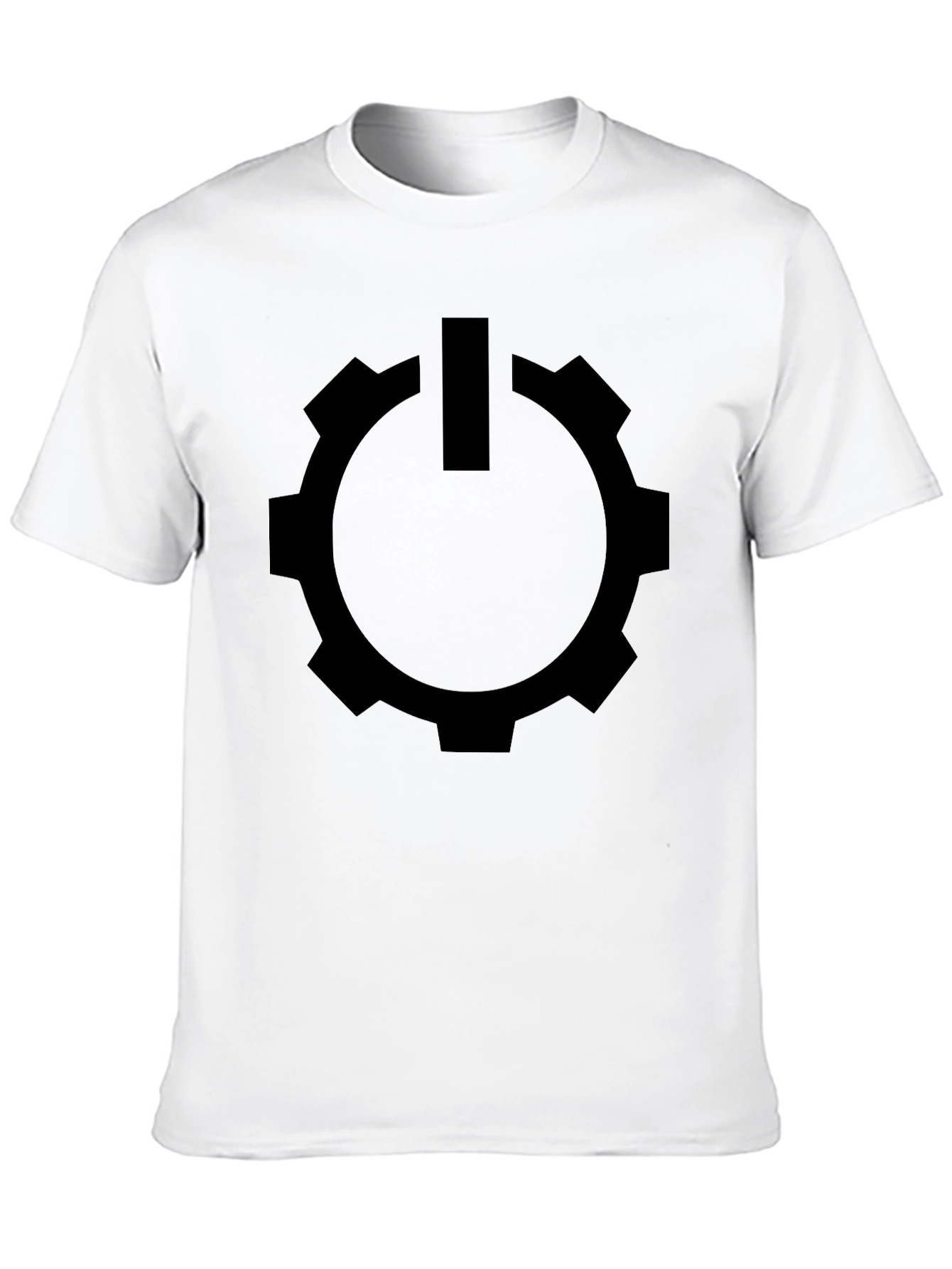 Gear Power Button Graphic Tee - Modern Black T-Shirt