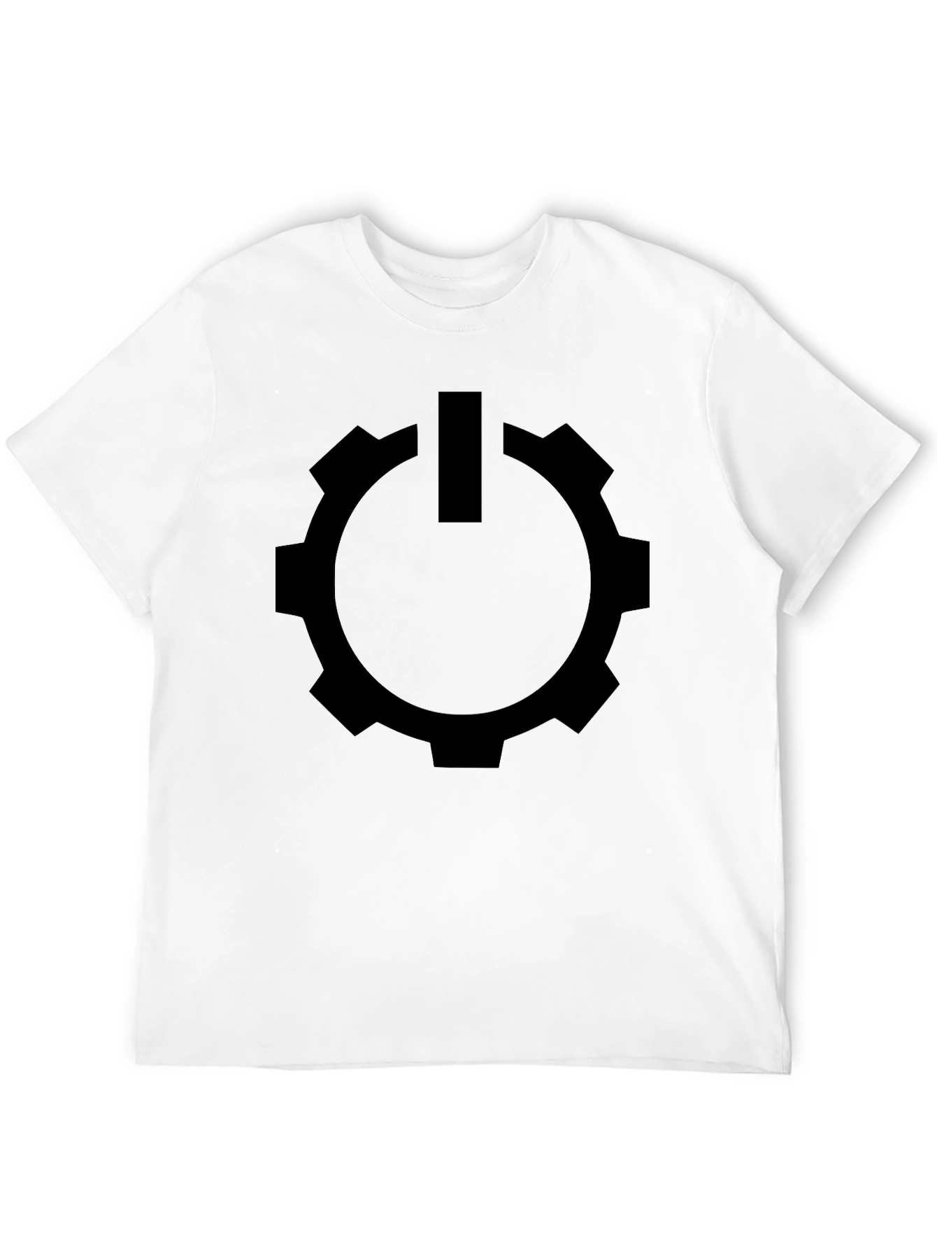 Gear Power Button Graphic Tee - Modern Black T-Shirt
