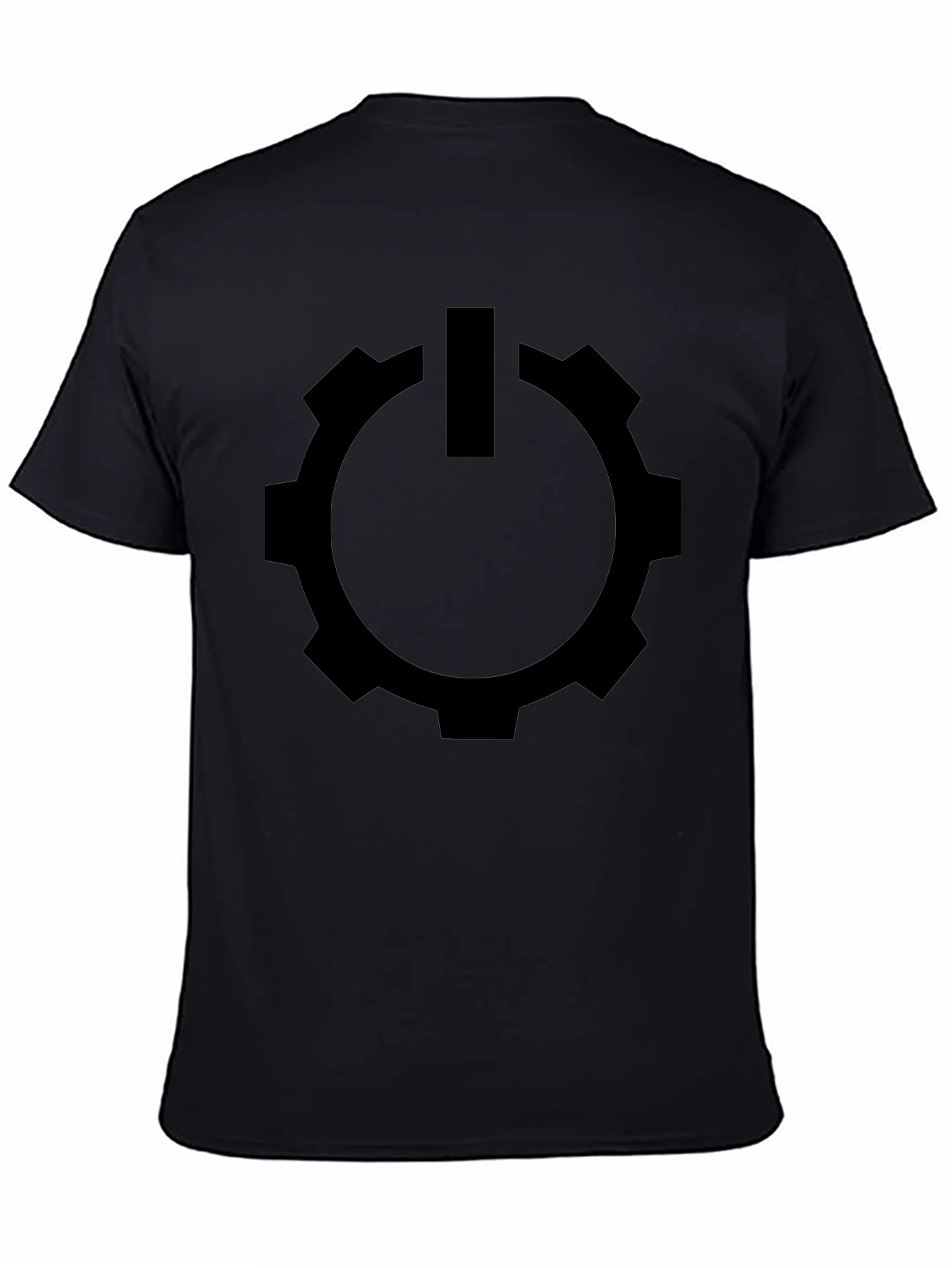 Gear Power Button Graphic Tee - Modern Black T-Shirt