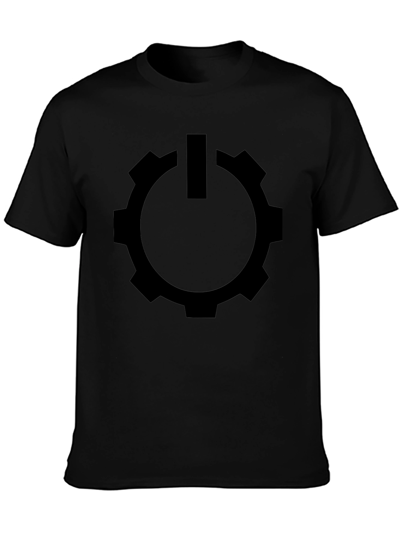 Gear Power Button Graphic Tee - Modern Black T-Shirt