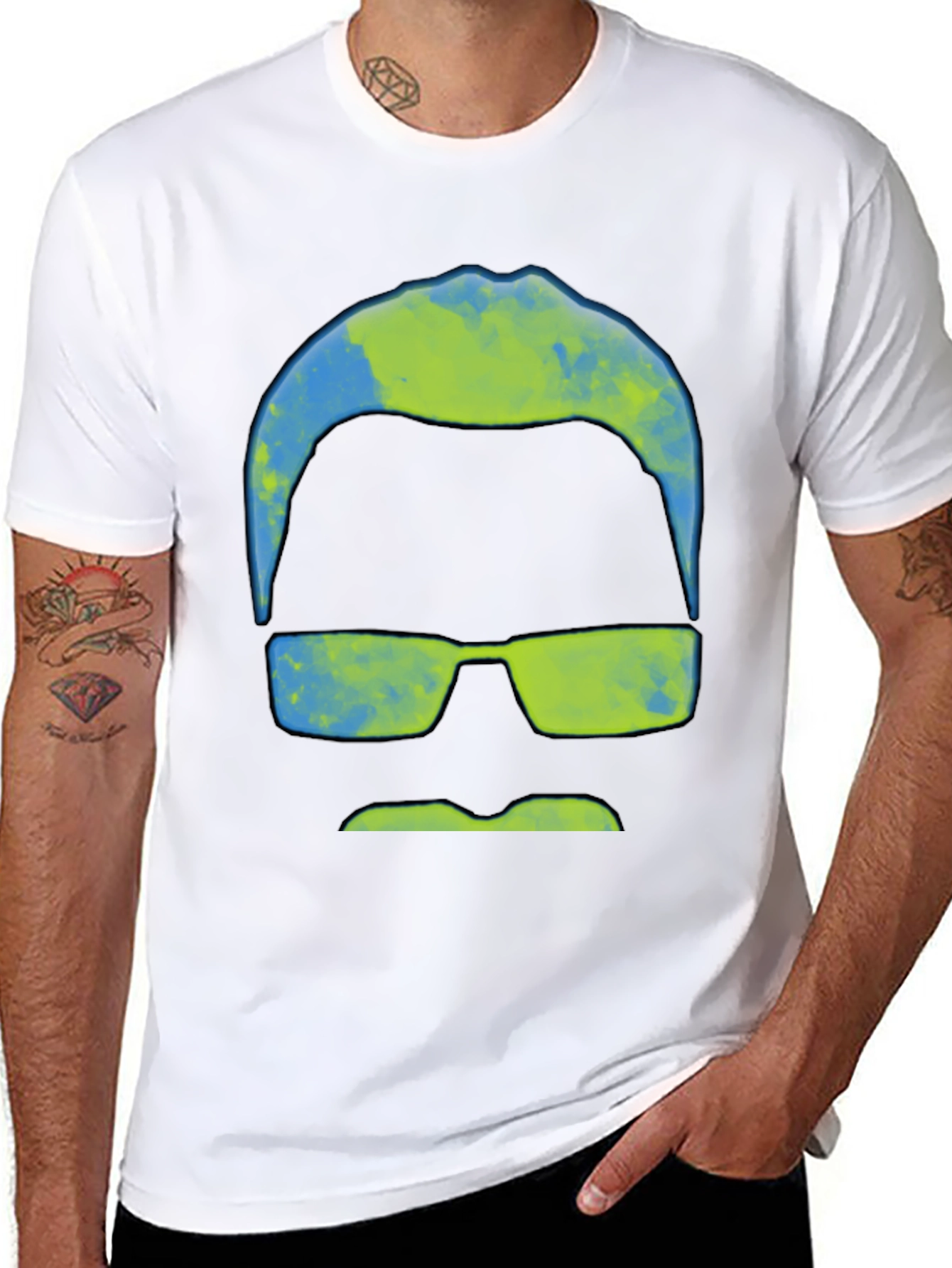 Abstract Mustache & Shades Graphic Tee