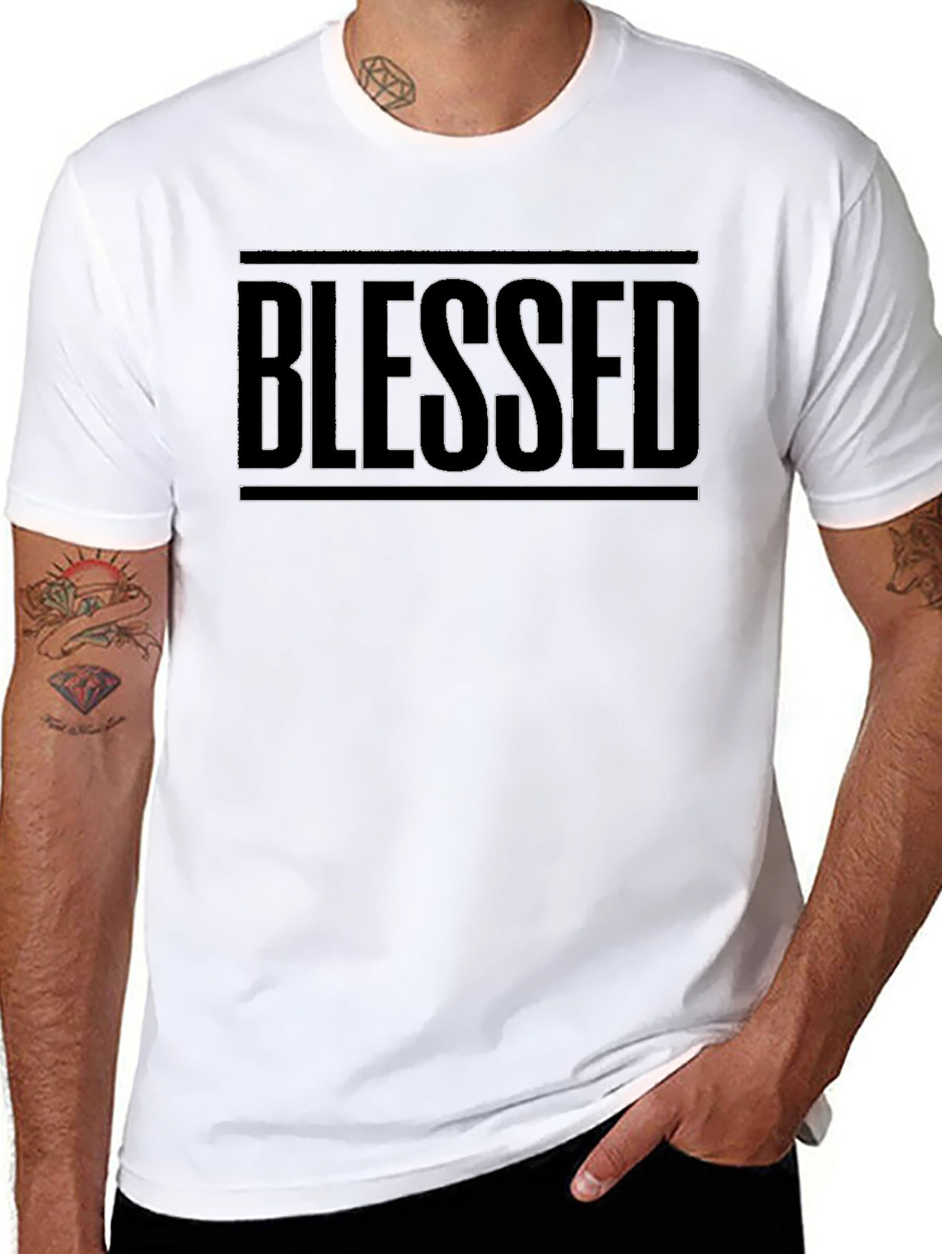 Blessed Graphic Tee - Black Cotton Casual Shirt