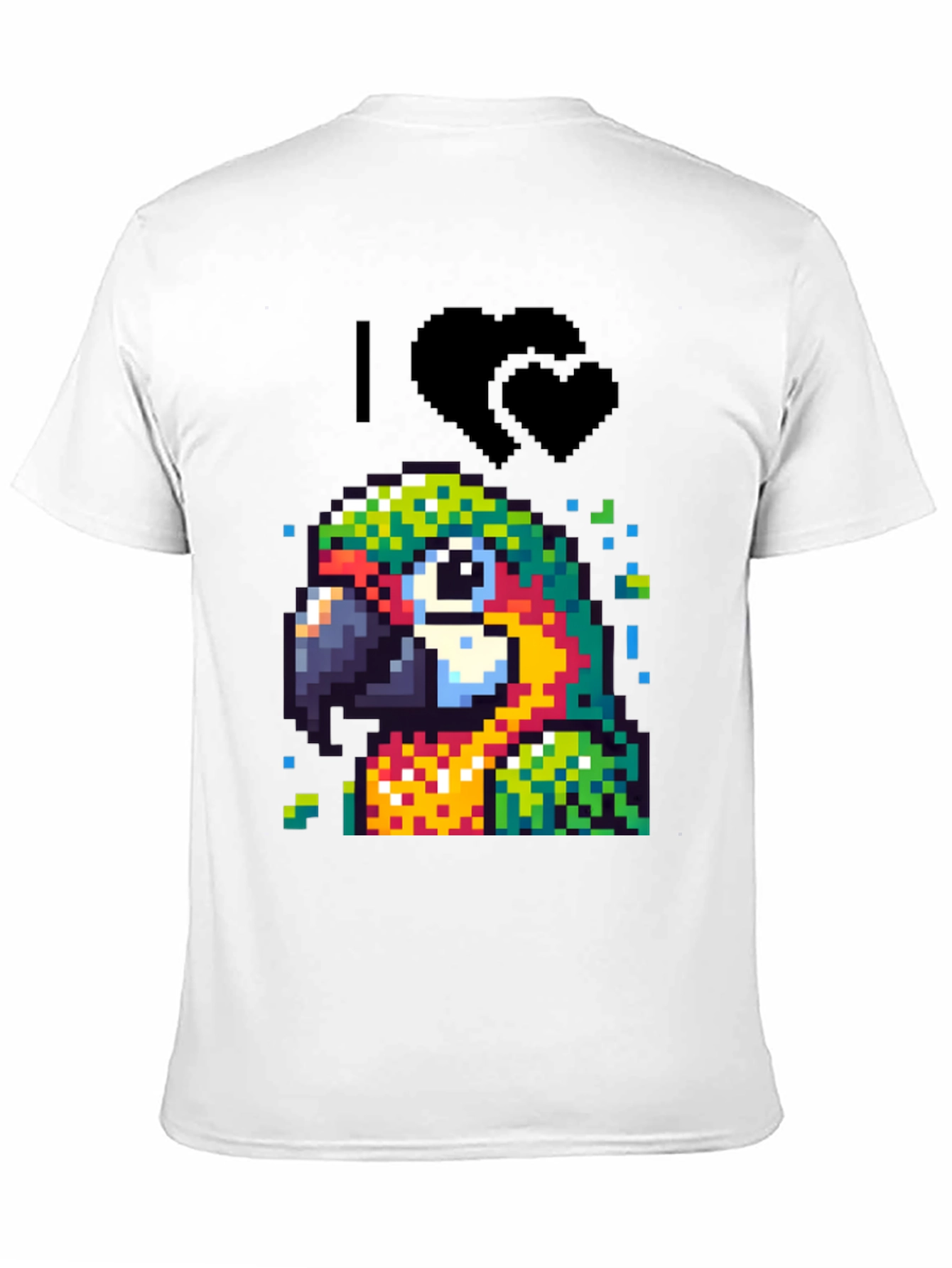 Pixelated Parrot Tee - I Heart Parrots Black T-Shirt