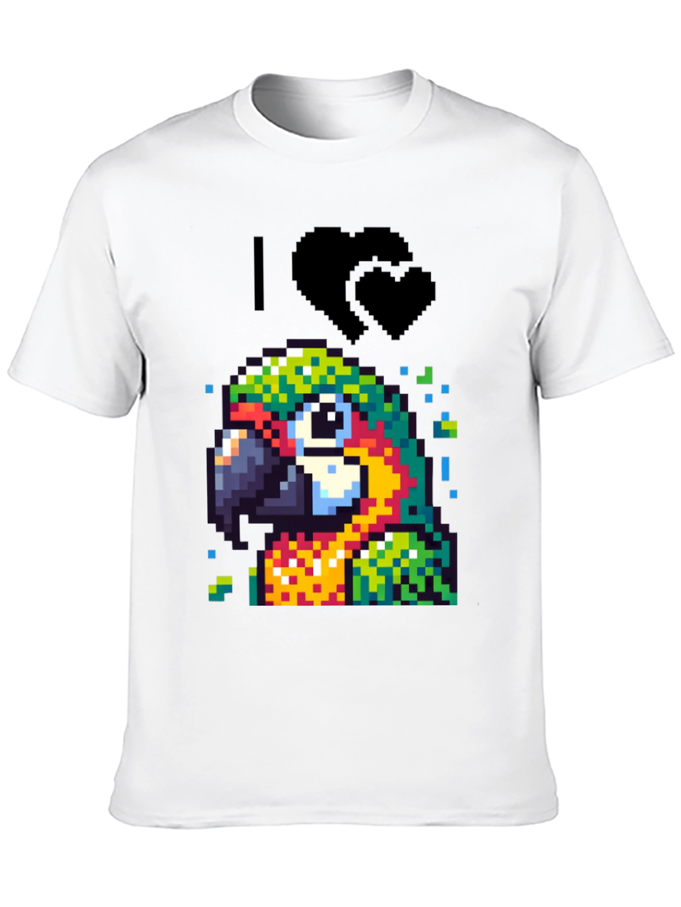 Pixelated Parrot Tee - I Heart Parrots Black T-Shirt