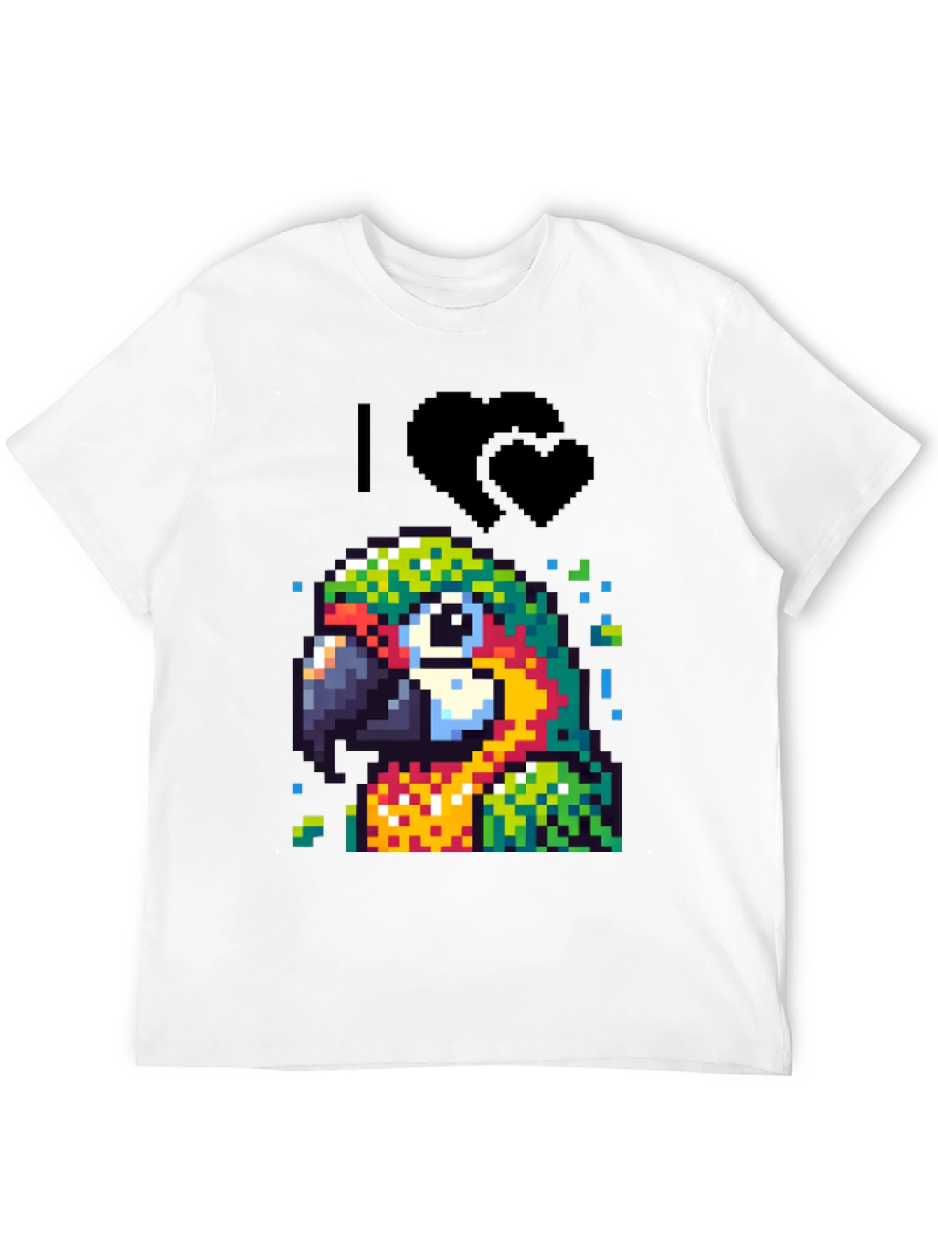 Pixelated Parrot Tee - I Heart Parrots Black T-Shirt