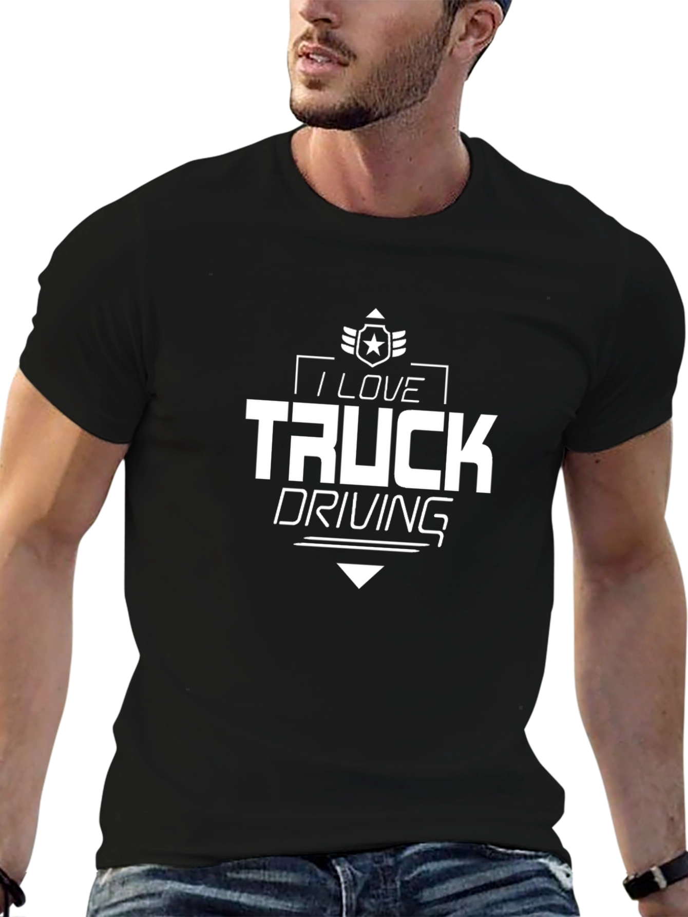 I Love Truck Driving Black T-Shirt