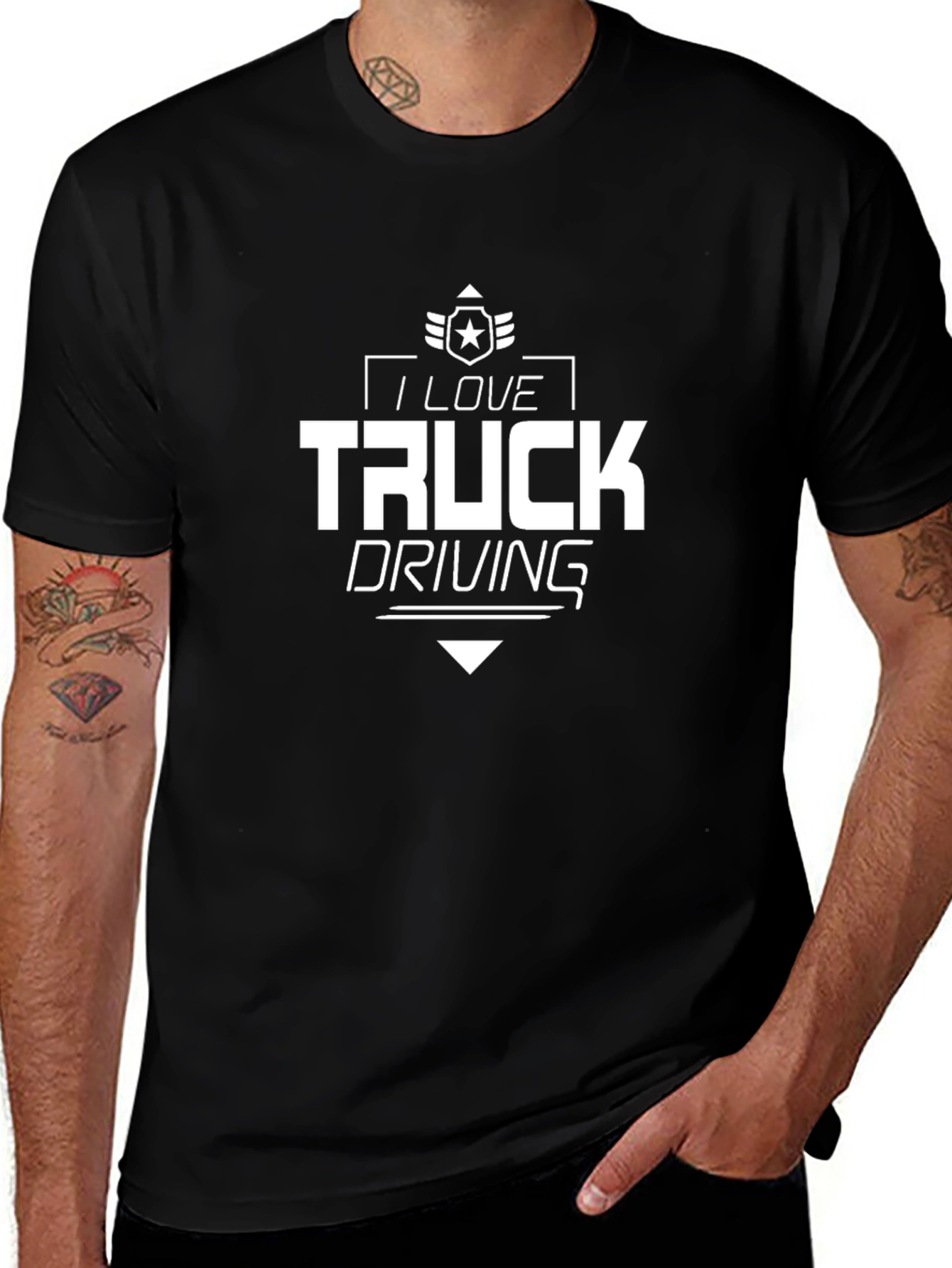 I Love Truck Driving Black T-Shirt