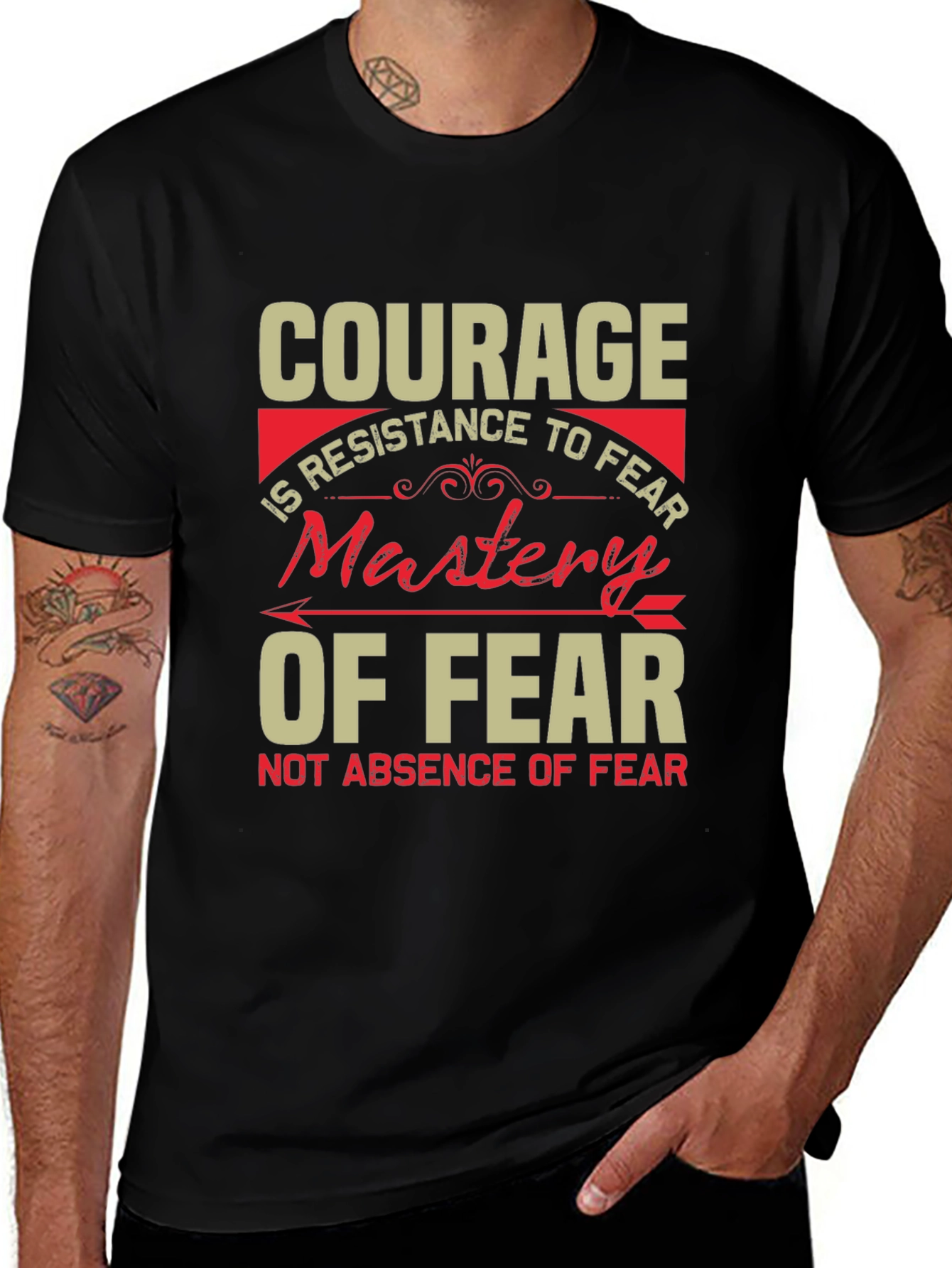 Courage Mastery of Fear Black T-Shirt