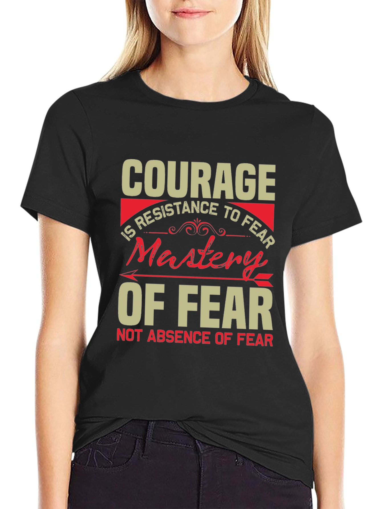 Courage Mastery of Fear Black T-Shirt