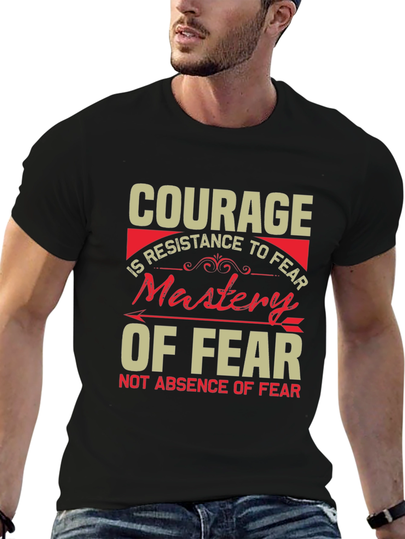 Courage Mastery of Fear Black T-Shirt