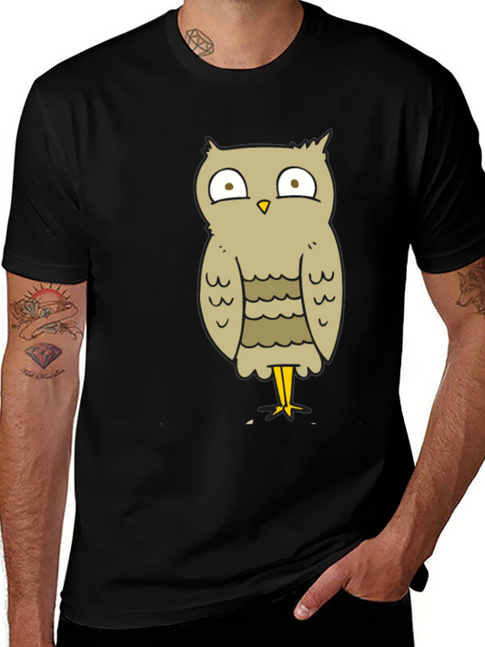 Funny Owl Cartoon T-Shirt - Unisex Black Tee