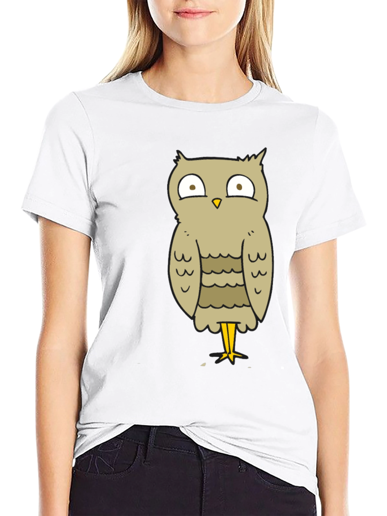 Funny Owl Cartoon T-Shirt - Unisex Black Tee