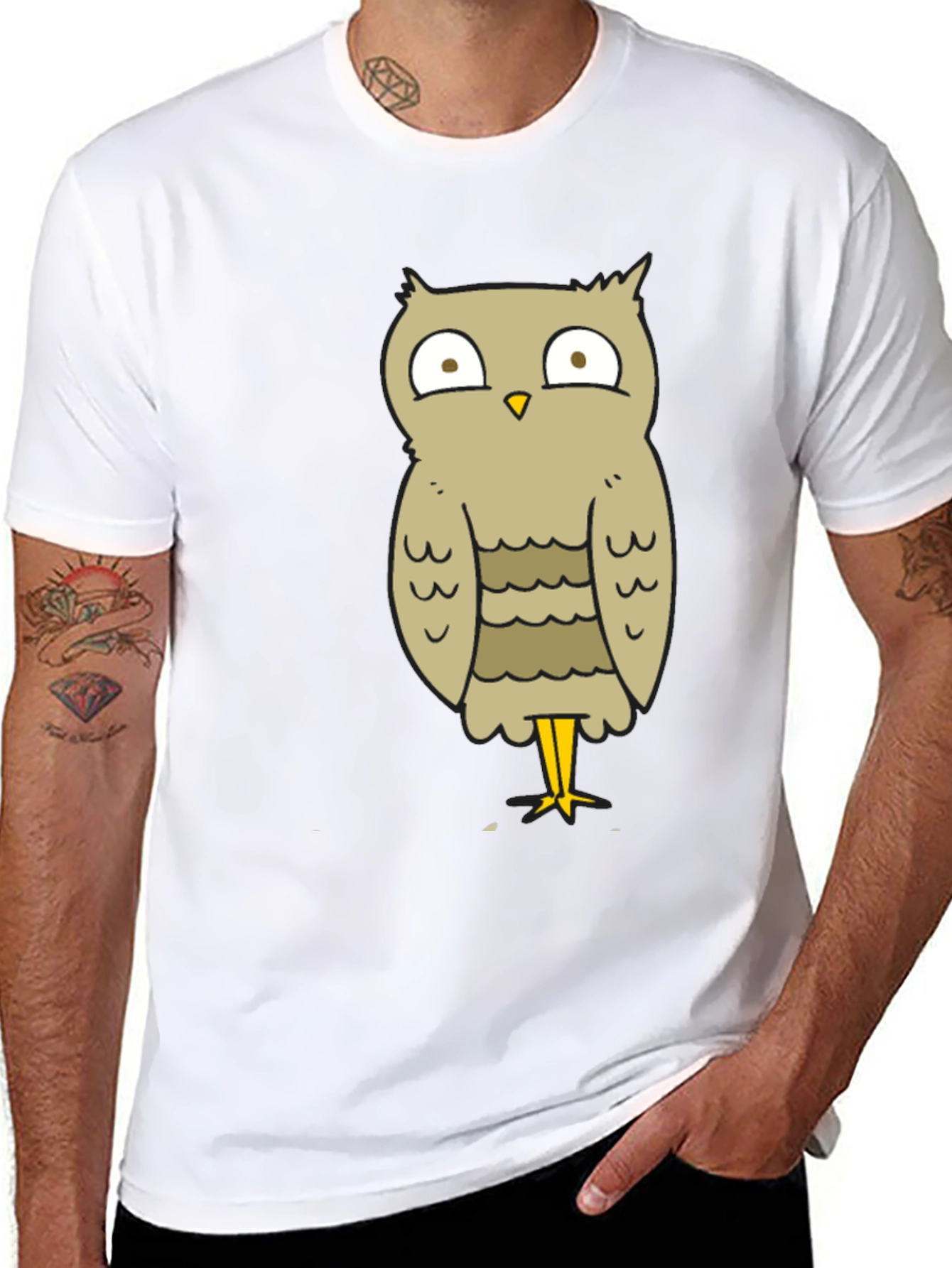 Funny Owl Cartoon T-Shirt - Unisex Black Tee