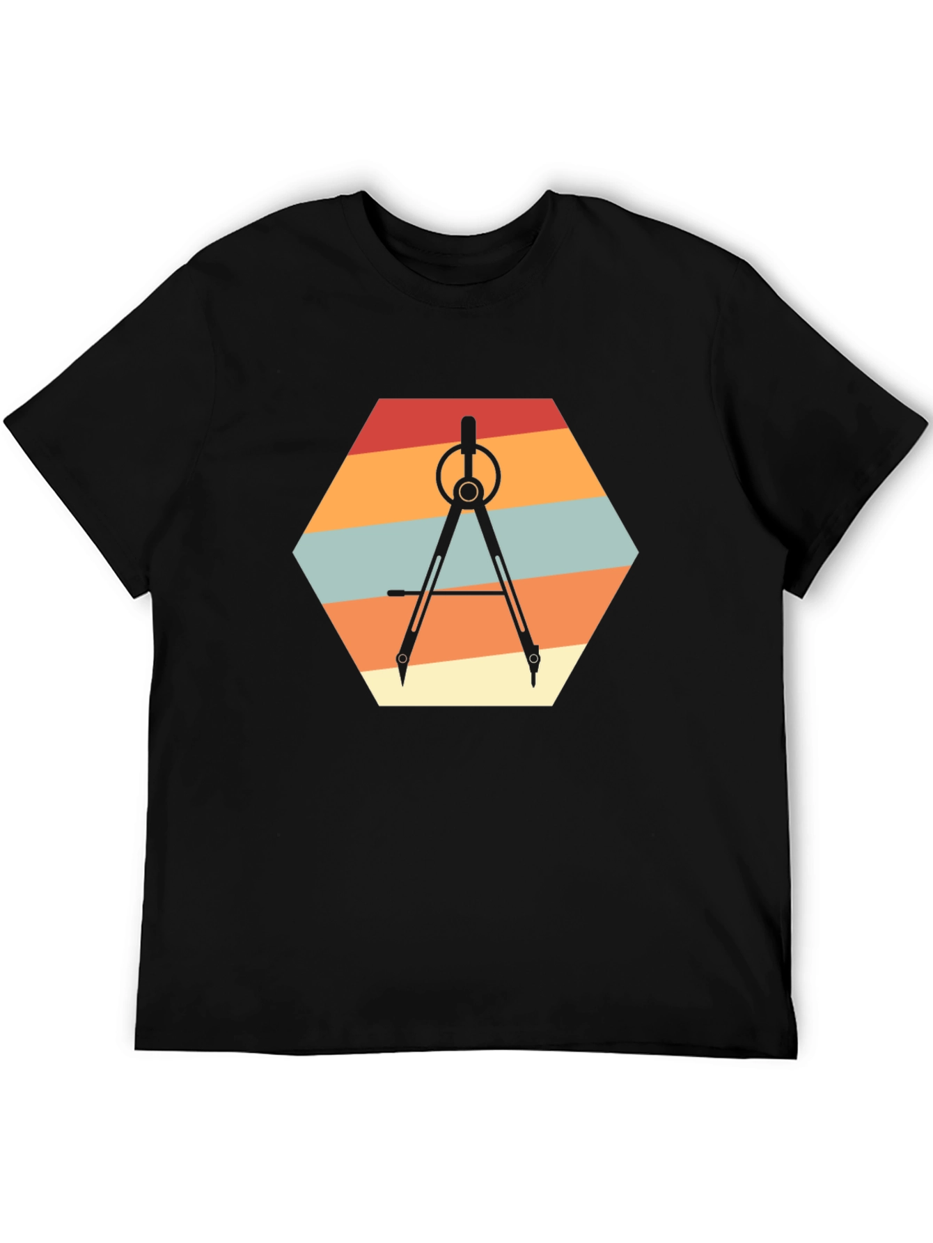 Geometric Compass Graphic Tee - Retro Design