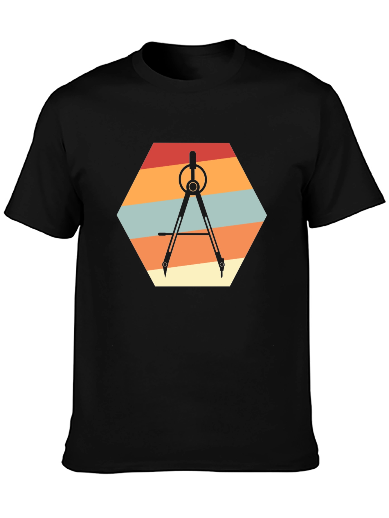 Geometric Compass Graphic Tee - Retro Design