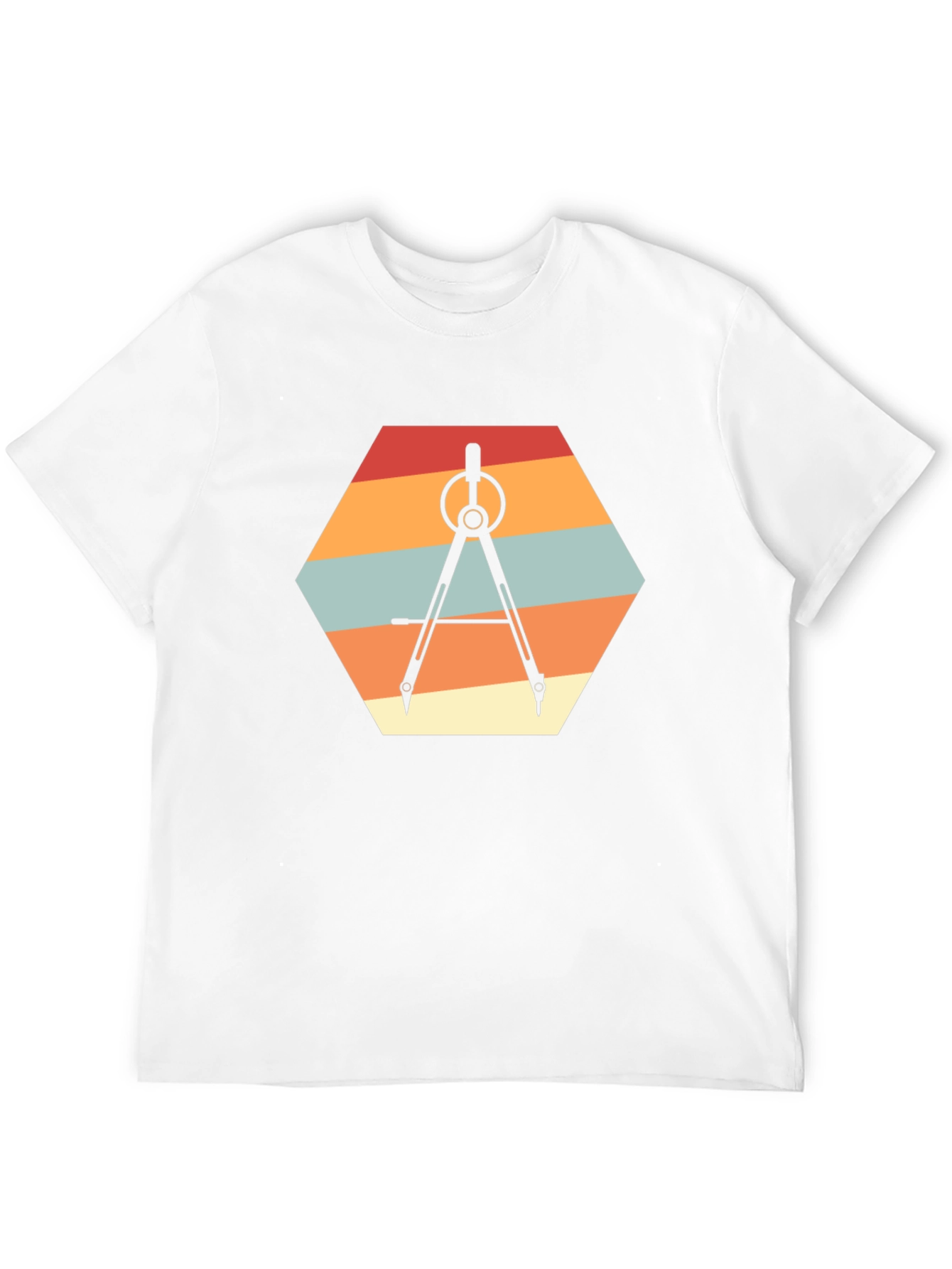 Geometric Compass Graphic Tee - Retro Design