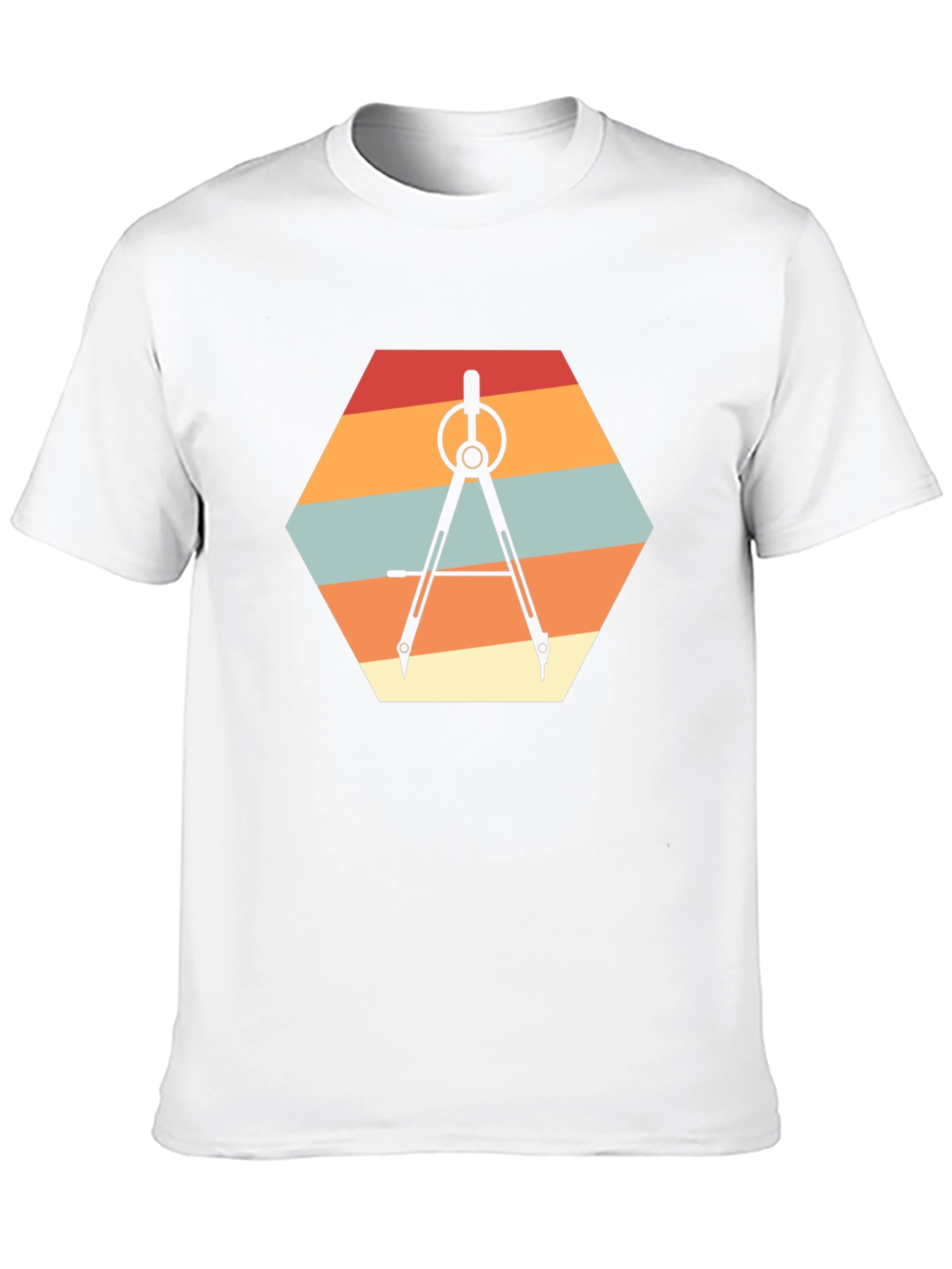Geometric Compass Graphic Tee - Retro Design