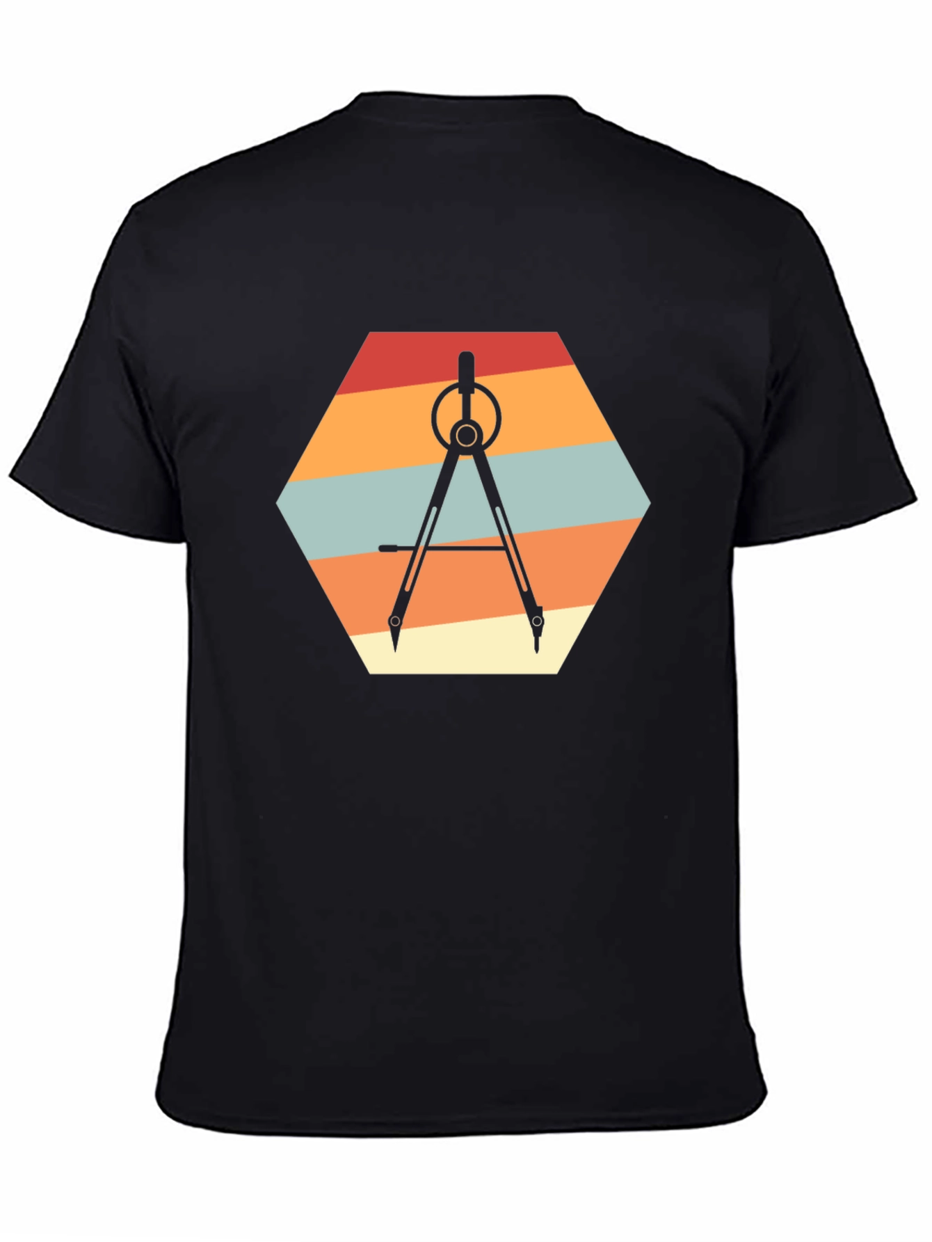 Geometric Compass Graphic Tee - Retro Design
