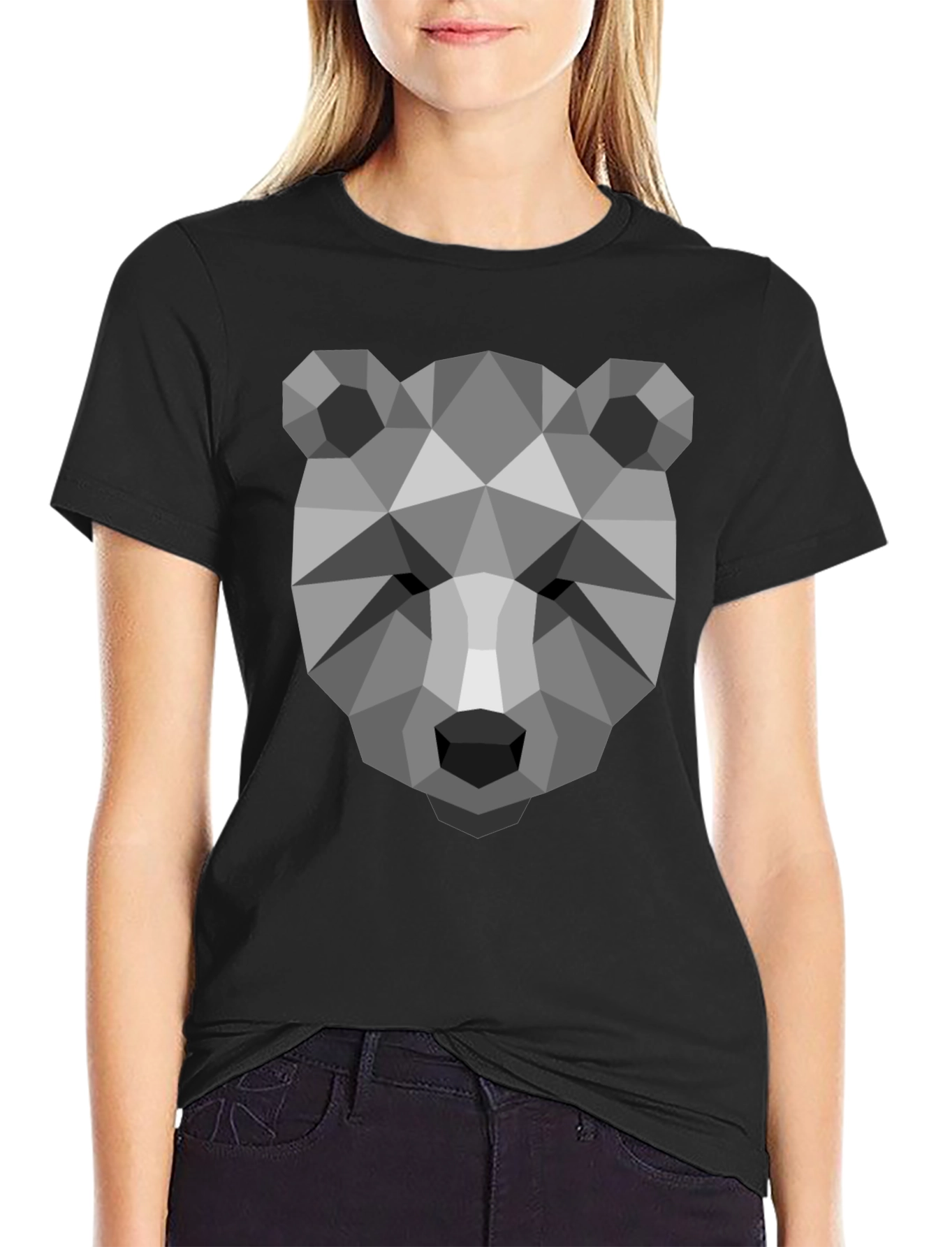 Geometric Bear Head T-Shirt - Modern Graphic Tee
