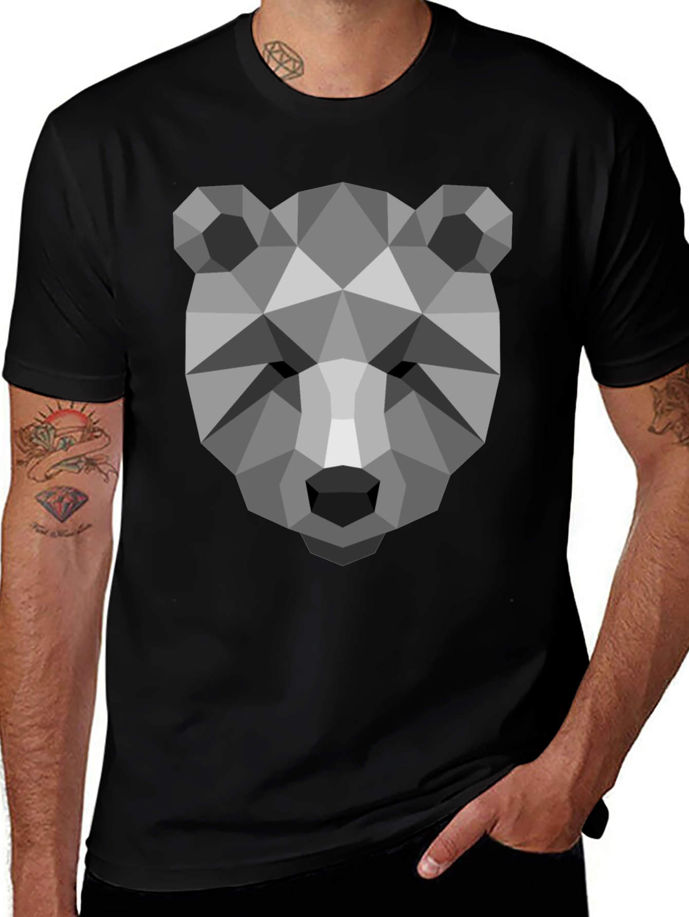 Geometric Bear Head T-Shirt - Modern Graphic Tee