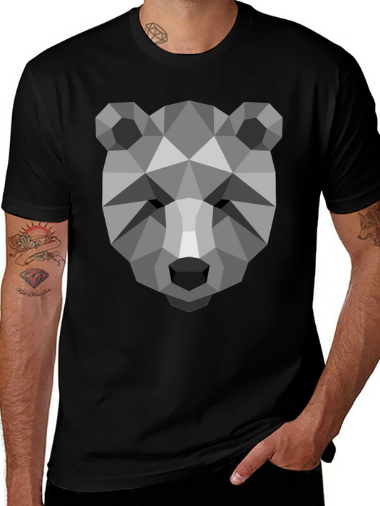Geometric Bear Head T-Shirt - Modern Graphic Tee