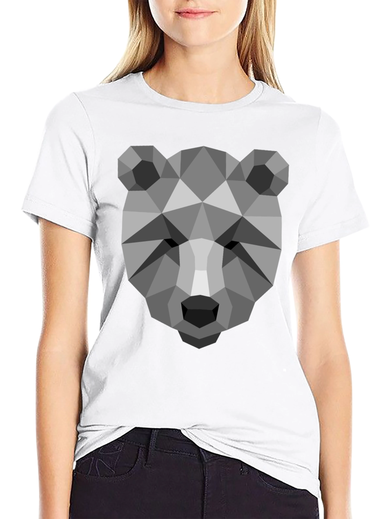 Geometric Bear Head T-Shirt - Modern Graphic Tee