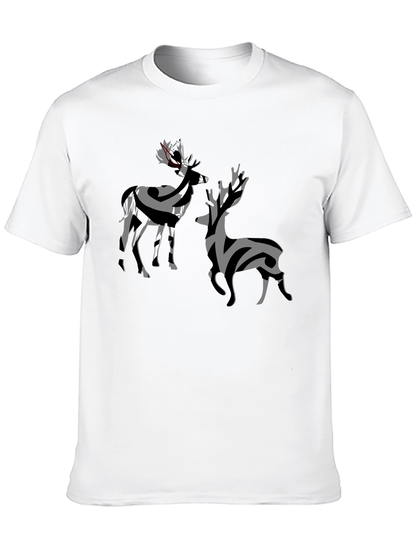 Abstract Deer Graphic Tee - Stylish Black T-Shirt