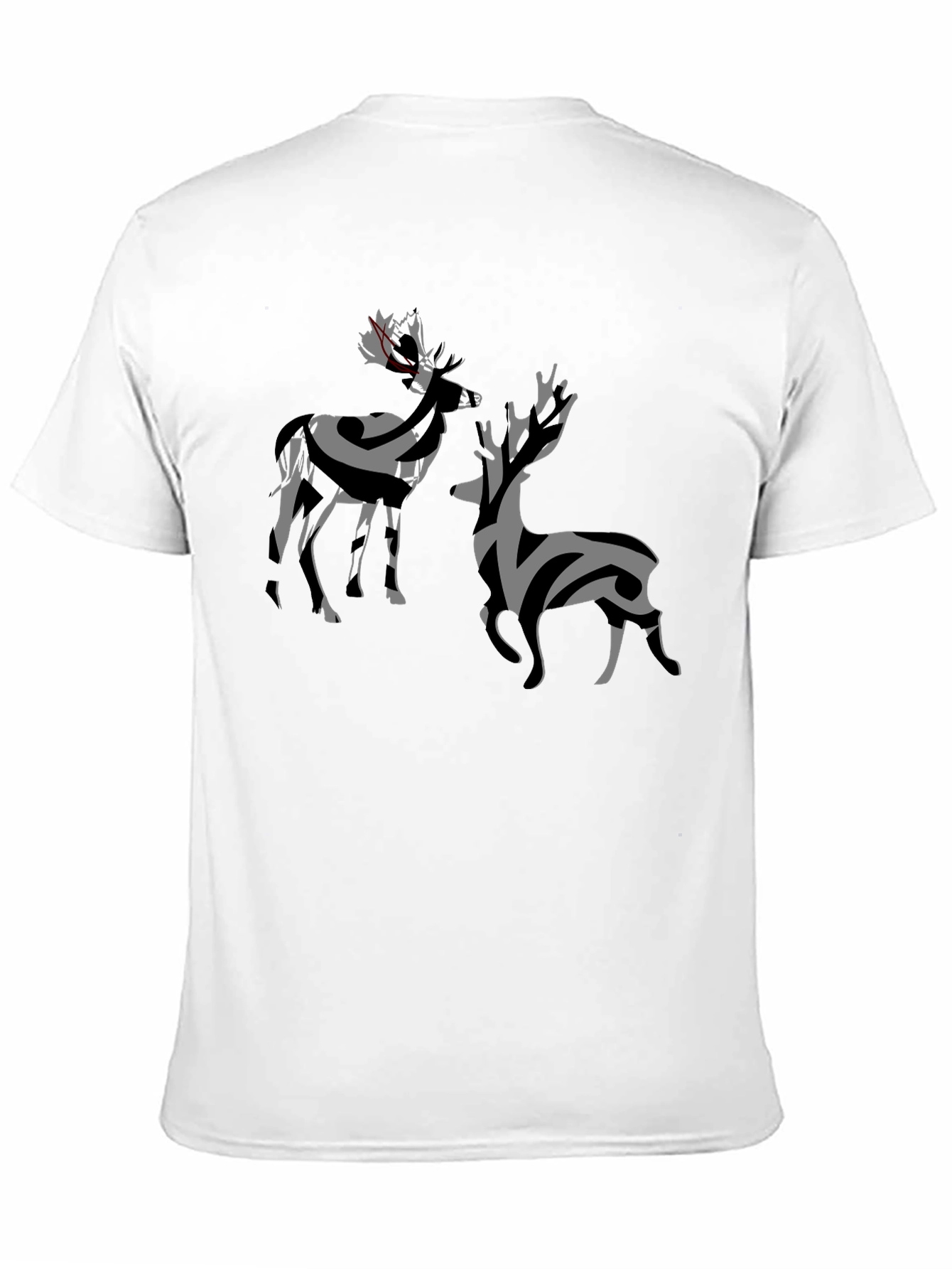 Abstract Deer Graphic Tee - Stylish Black T-Shirt