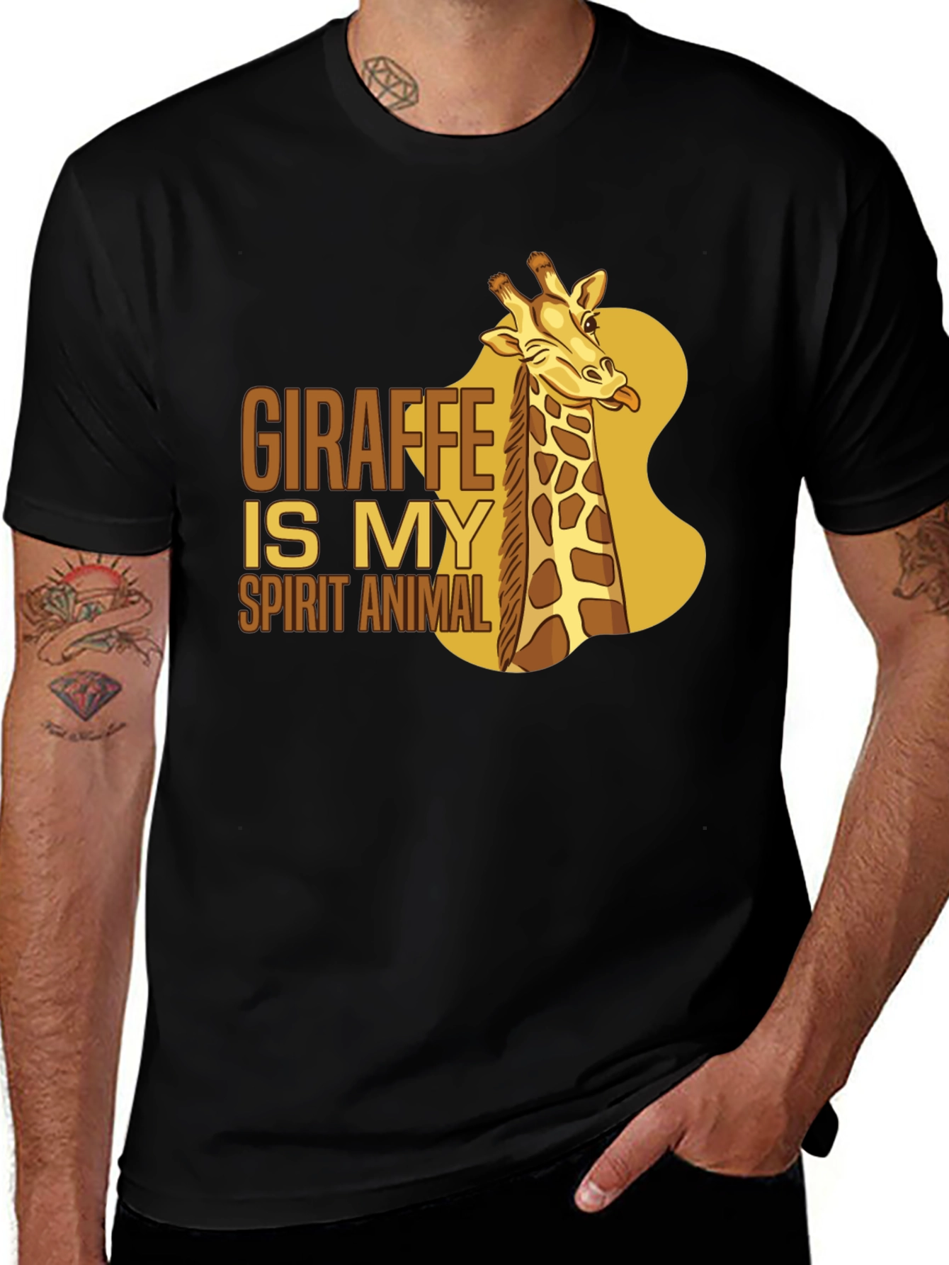Giraffe Spirit Animal Black T-Shirt