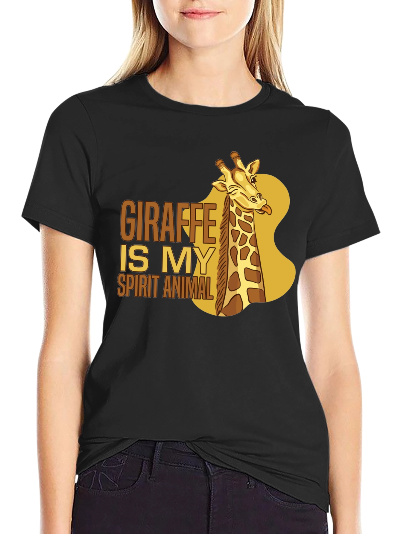 Giraffe Spirit Animal Black T-Shirt