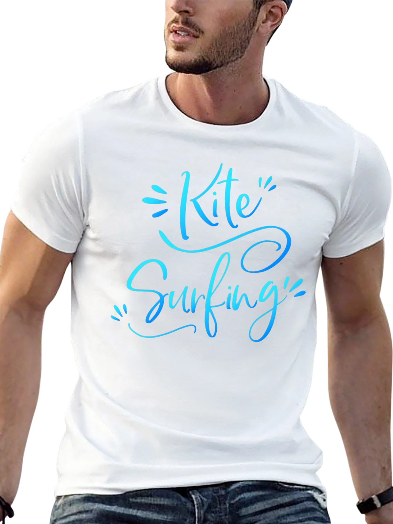 Kite Surfing Black Graphic Tee Shirt for Men