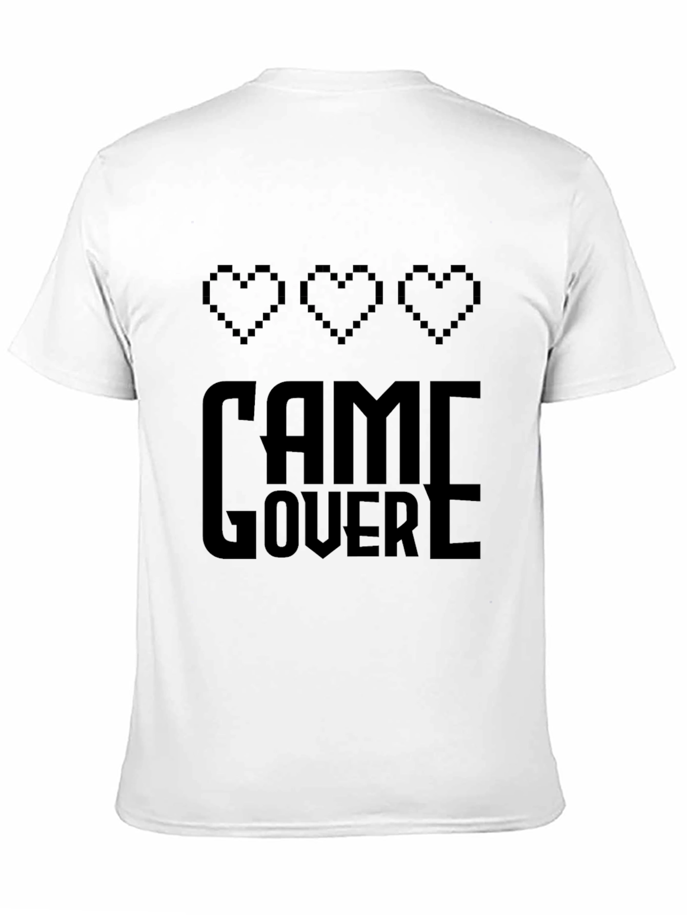 Game Over Pixel Heart Gamer T-Shirt - Black