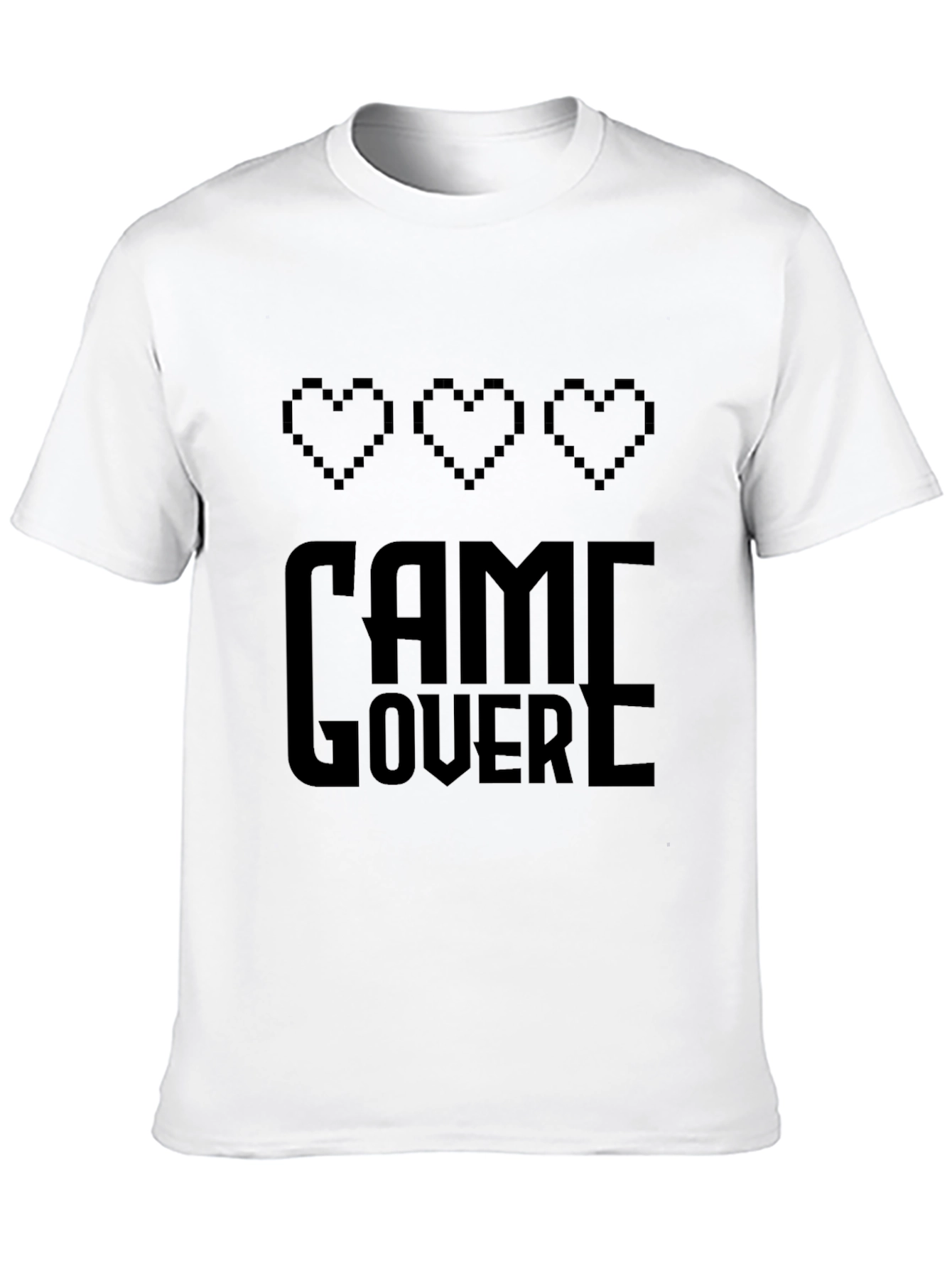 Game Over Pixel Heart Gamer T-Shirt - Black