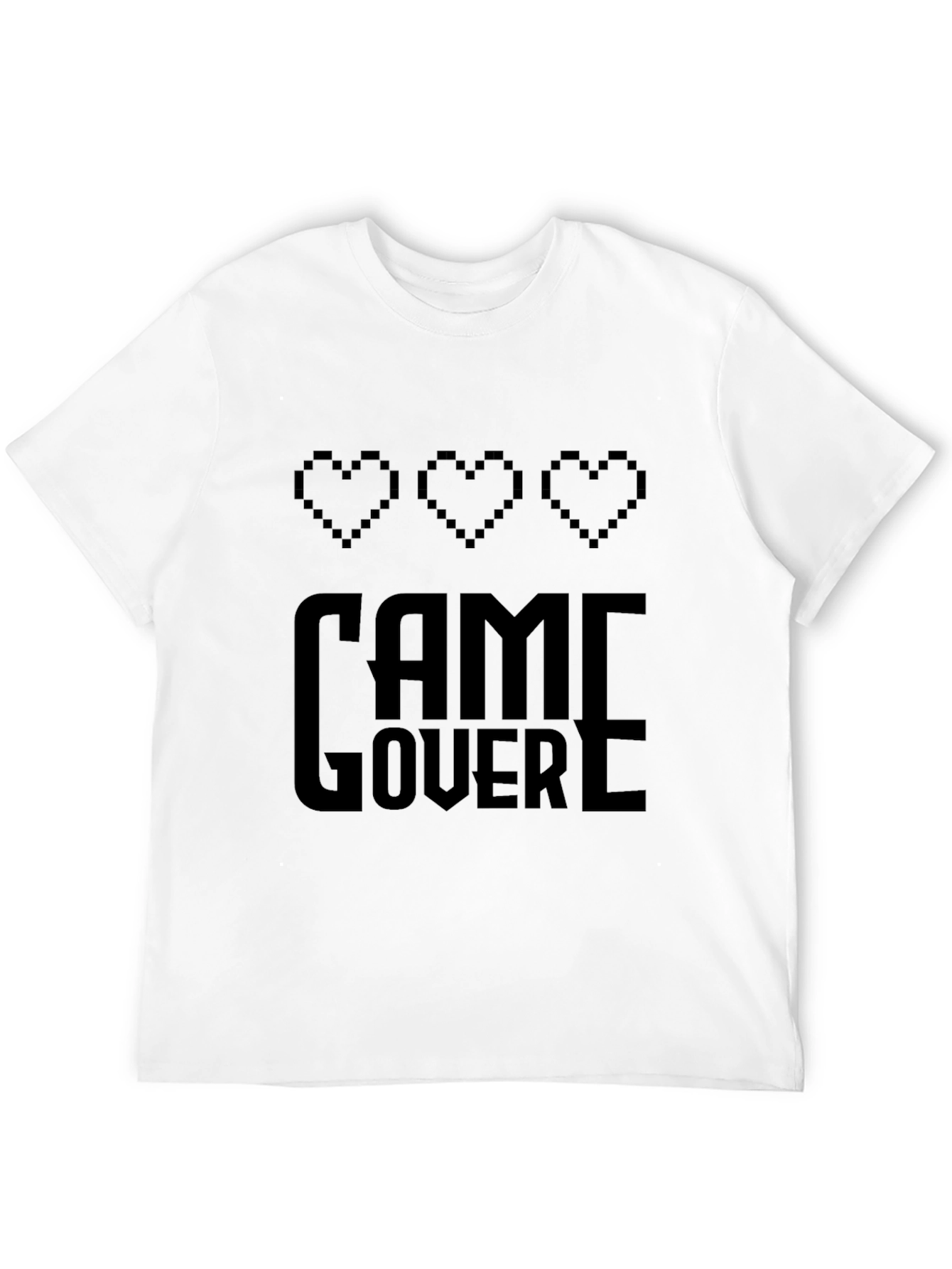 Game Over Pixel Heart Gamer T-Shirt - Black