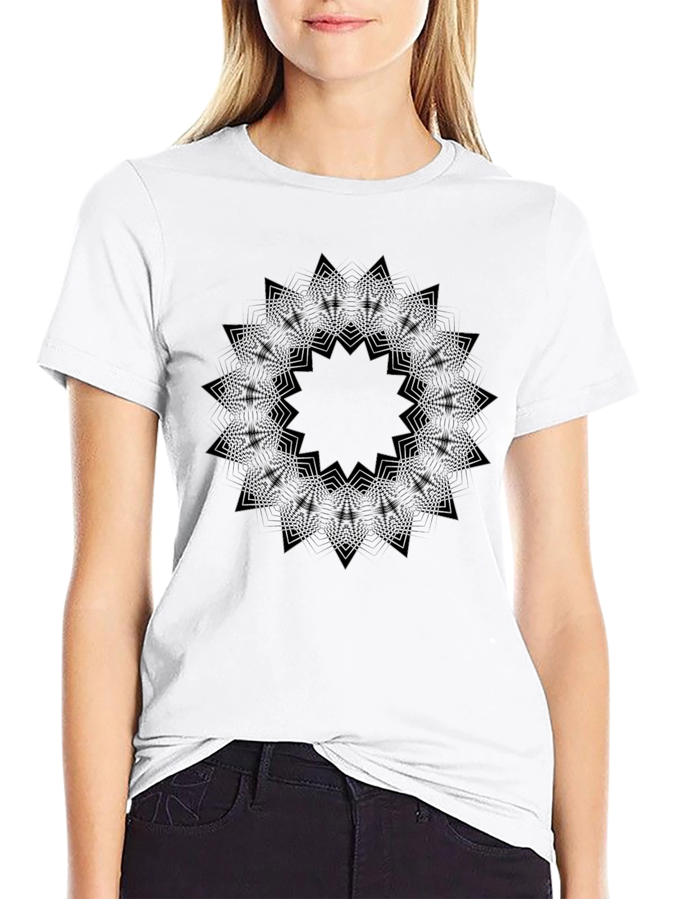 Geometric Mandala Black Graphic Tee