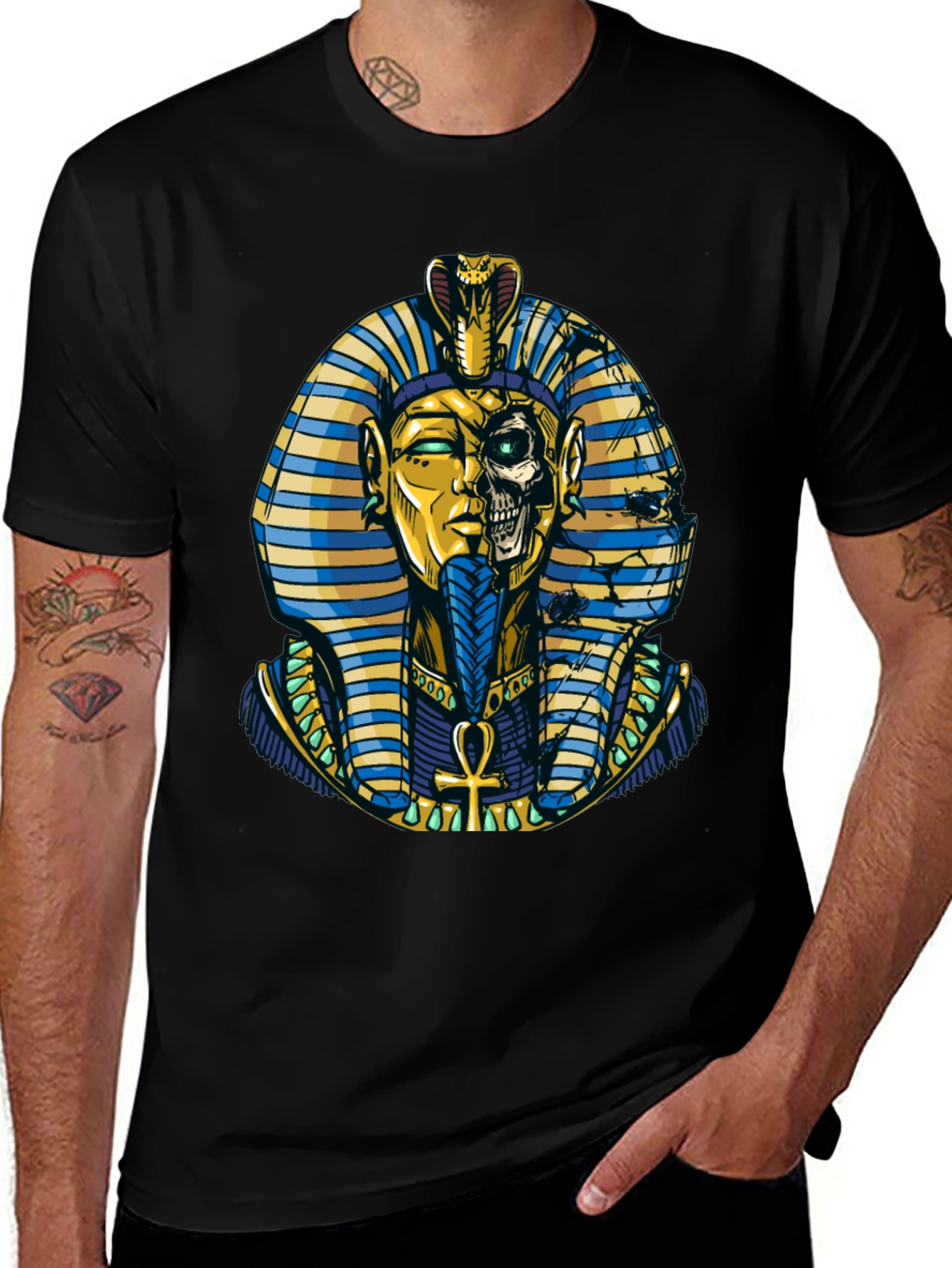 Pharaoh Skull Graphic Print Tee
