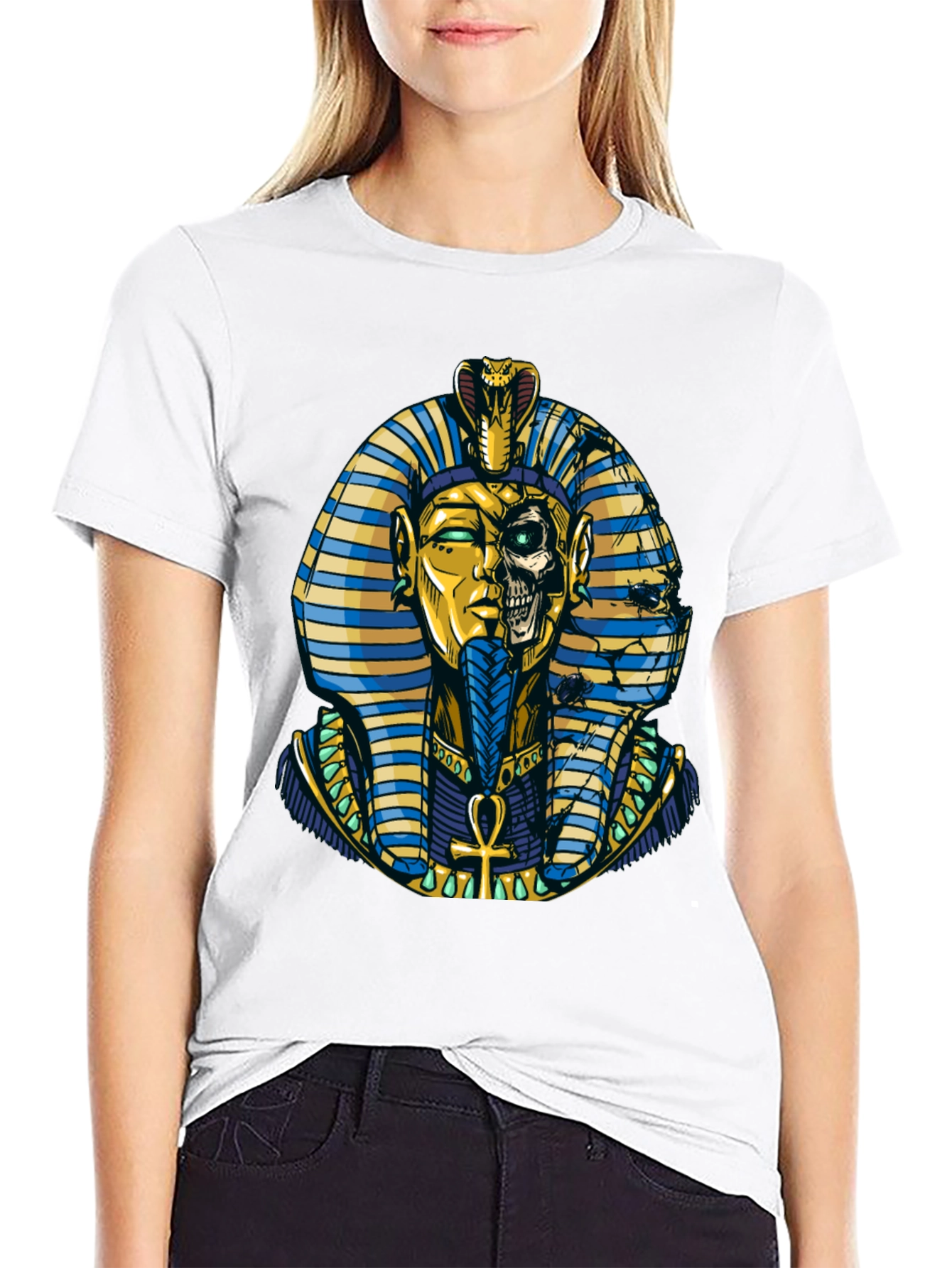 Pharaoh Skull Graphic Print Tee