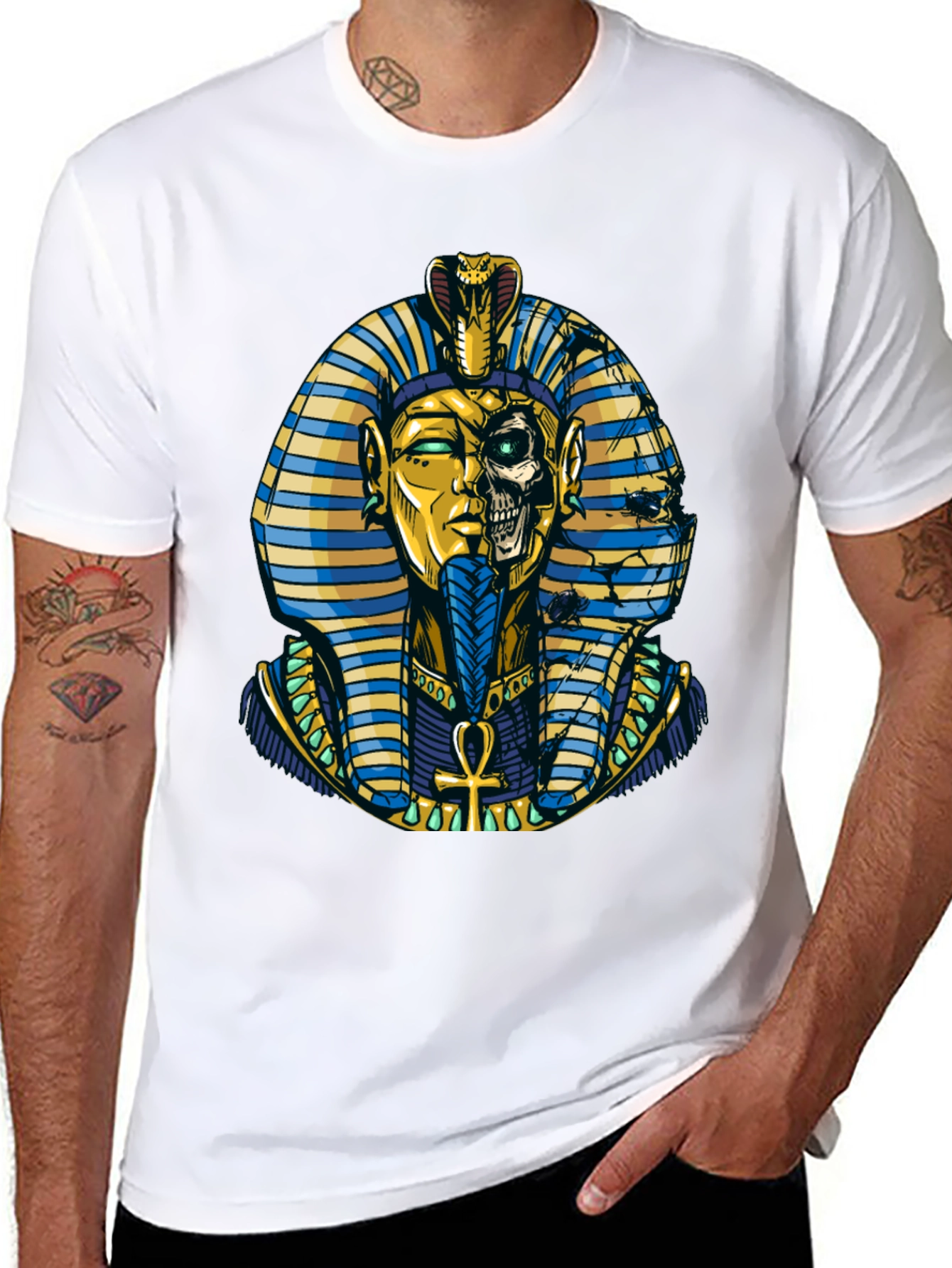 Pharaoh Skull Graphic Print Tee