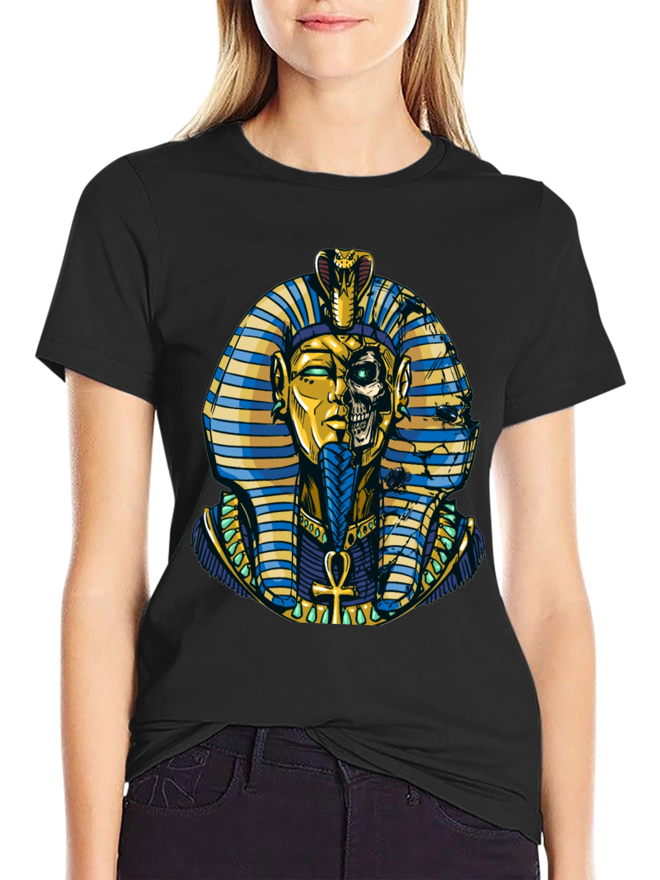 Pharaoh Skull Graphic Print Tee