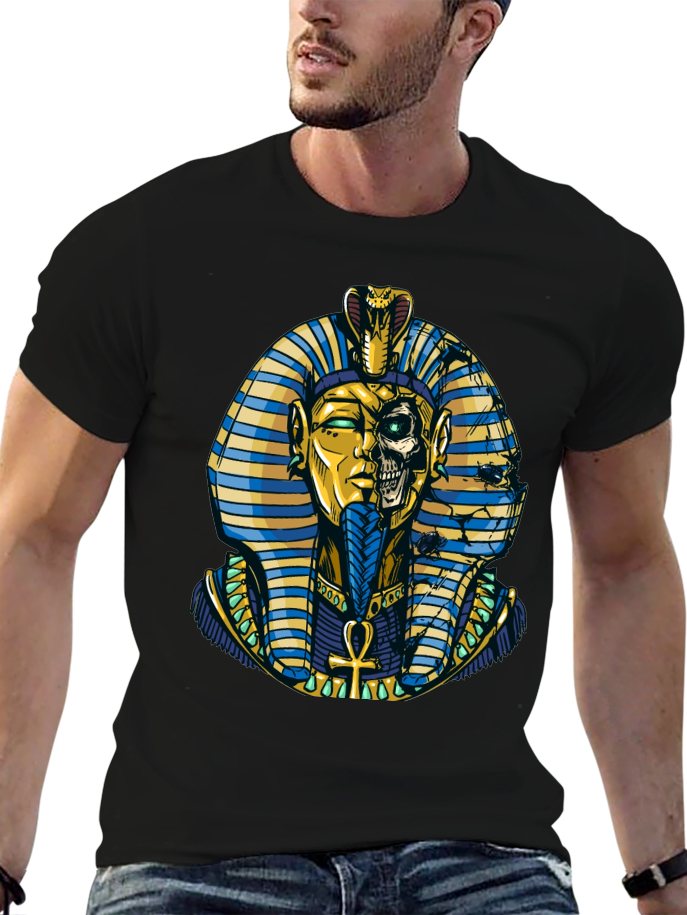 Pharaoh Skull Graphic Print Tee