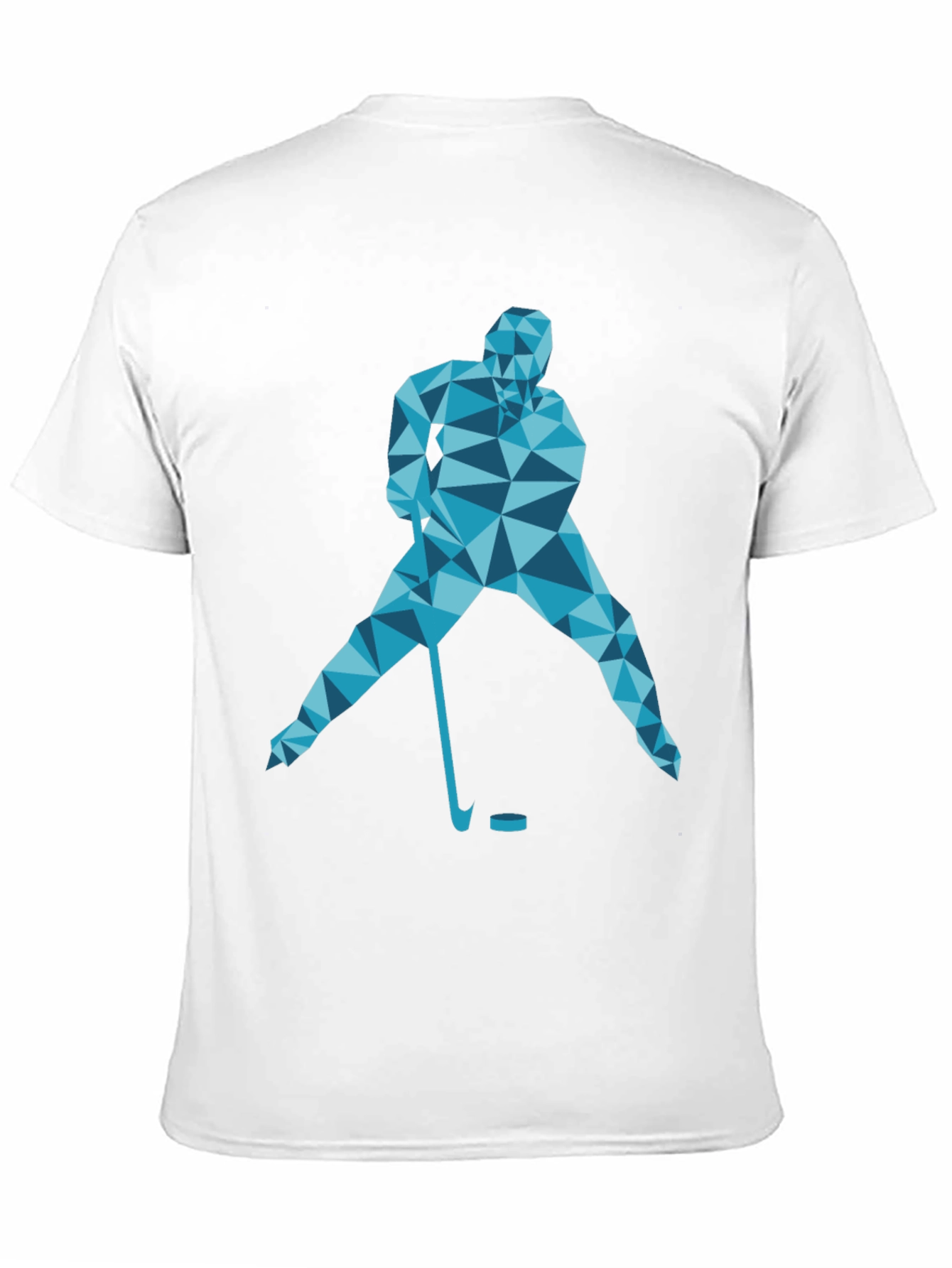 Geometric Hockey Player Graphic T-Shirt - Black