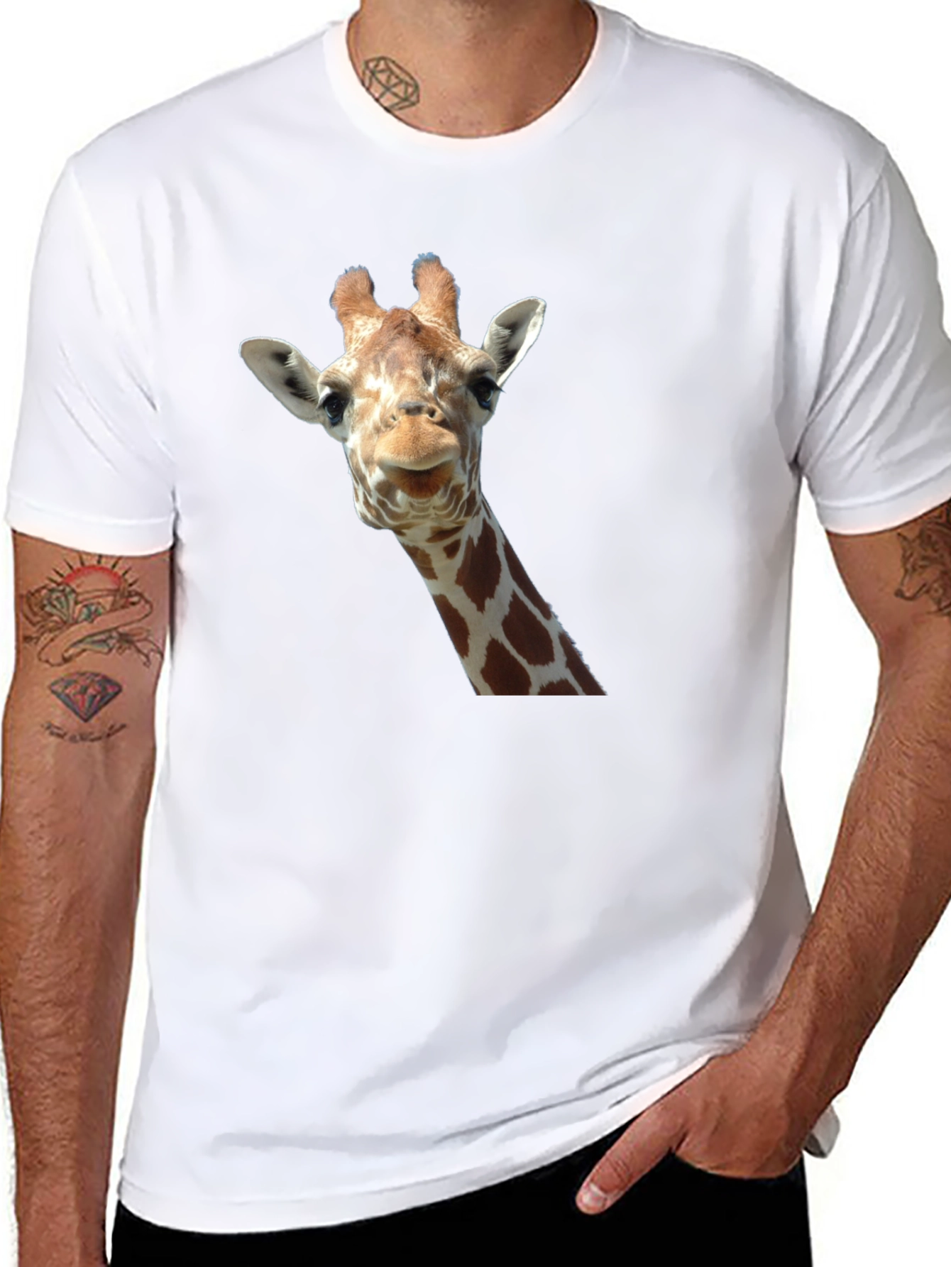 Giraffe Head Graphic Print Black T-Shirt