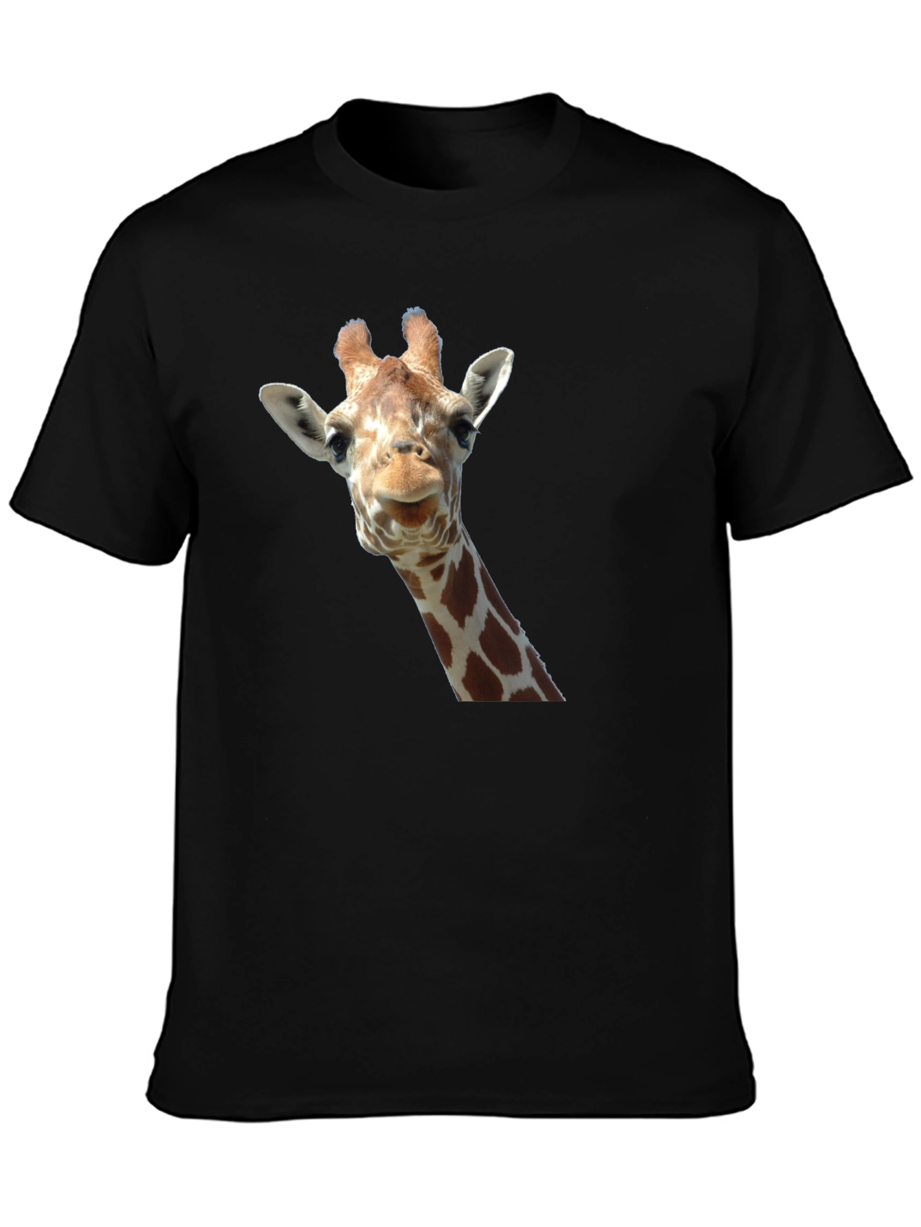 Giraffe Head Graphic Print Black T-Shirt