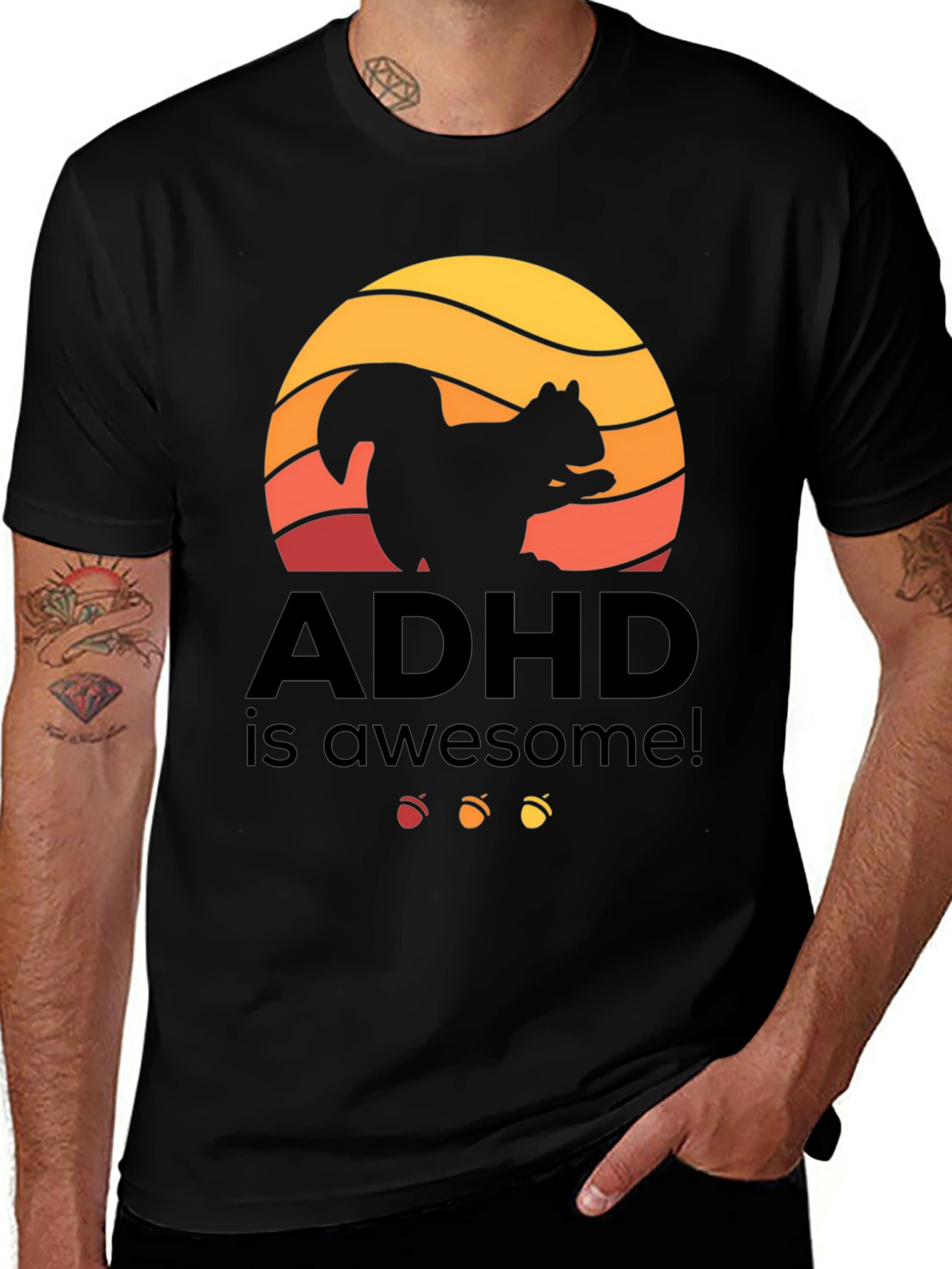 ADHD is Awesome! Squirrel Sunset Graphic Tee