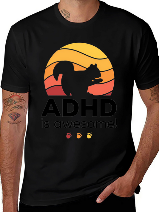 ADHD is Awesome! Squirrel Sunset Graphic Tee