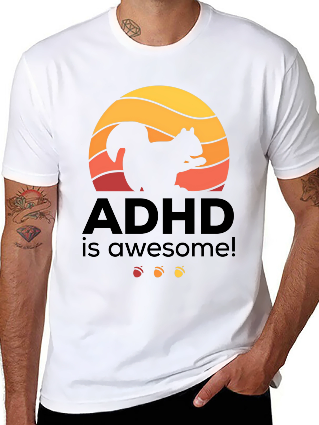 ADHD is Awesome! Squirrel Sunset Graphic Tee