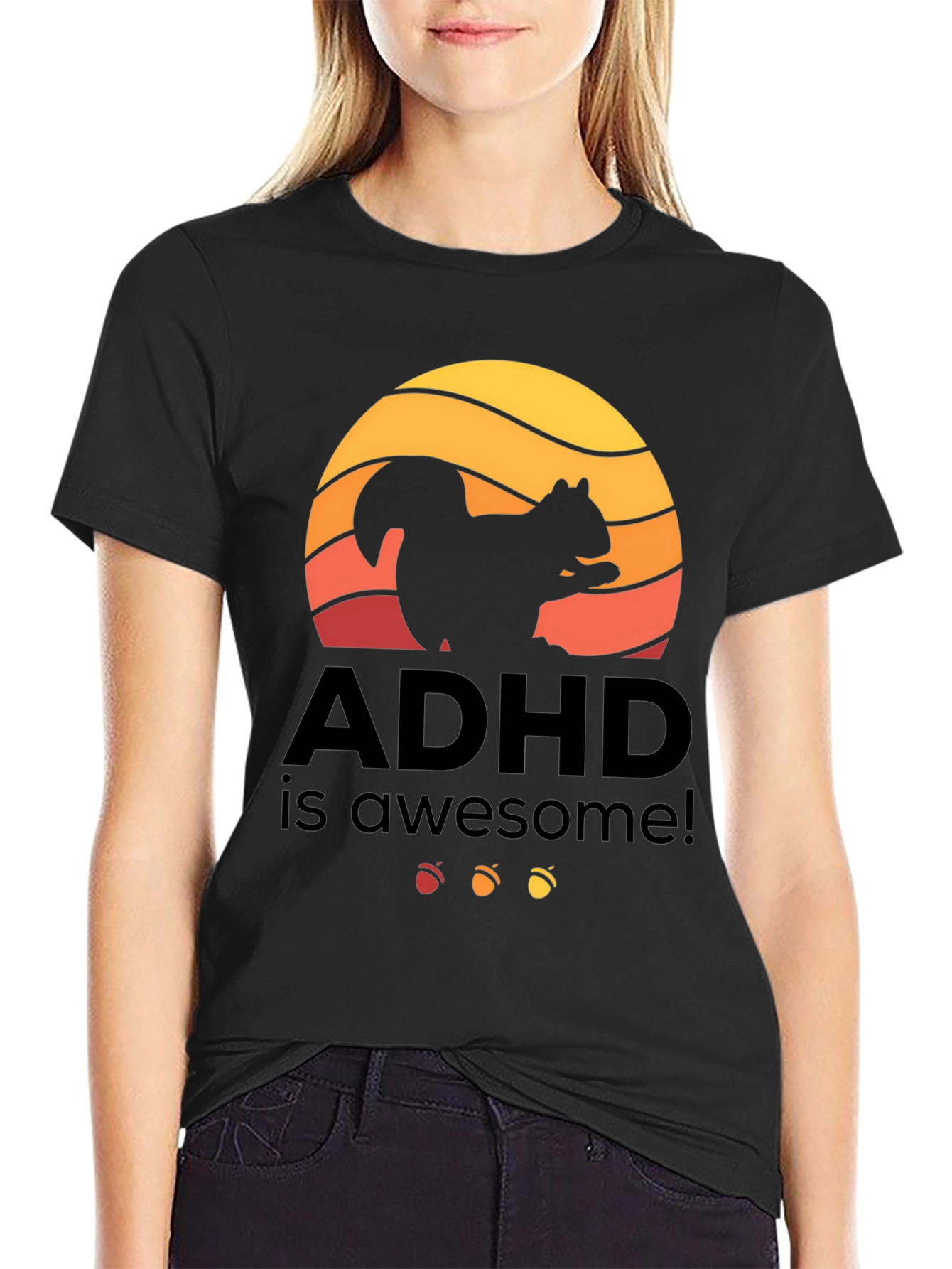 ADHD is Awesome! Squirrel Sunset Graphic Tee
