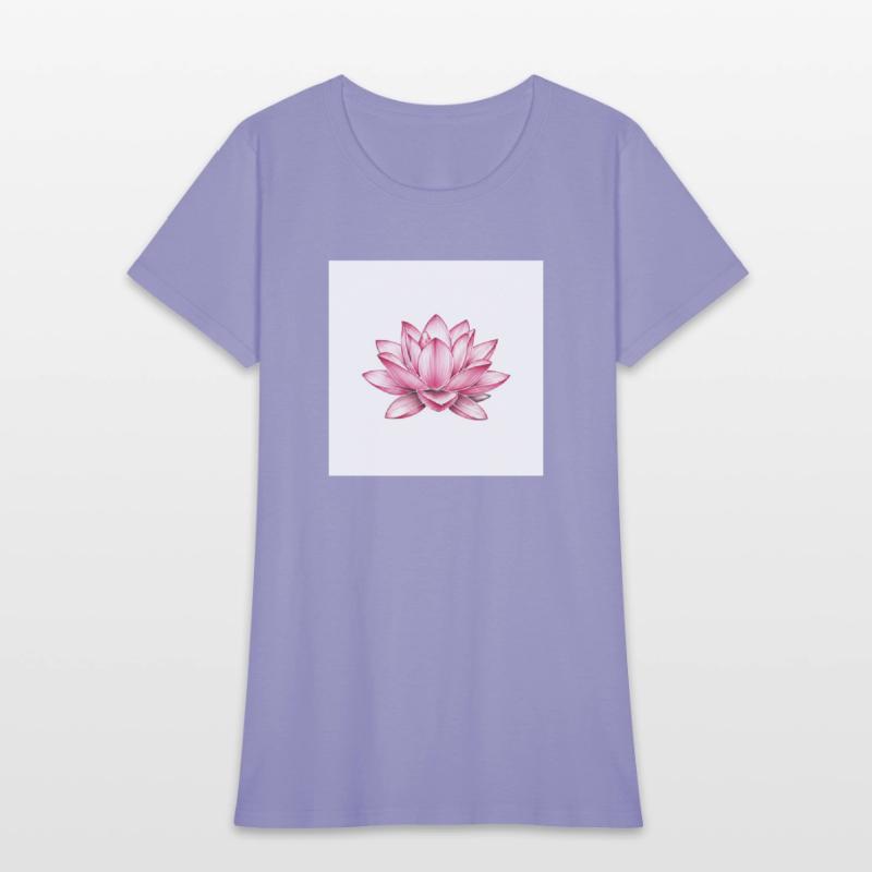 Elegant Pink Lotus Floral T-Shirt